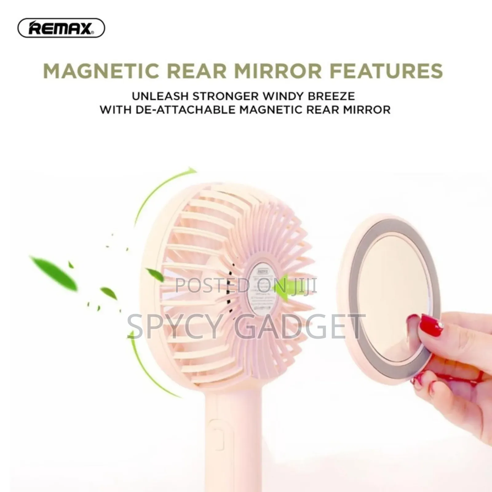 Rechargeable Handy Fan With Magnetic Make Up Mirror