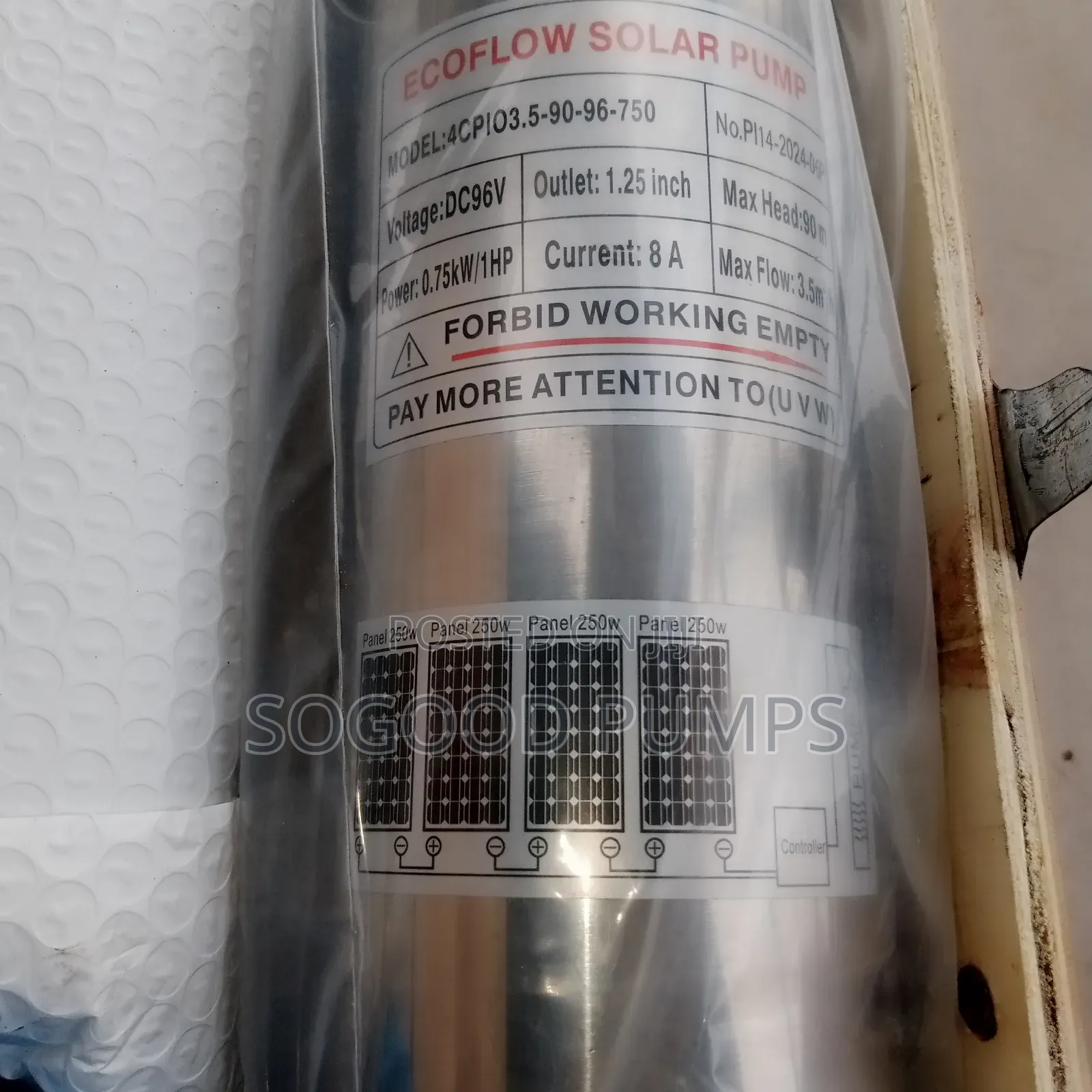 Ecoflow Solar Submersible Pump Type 0.75kw/1hp DC Only
