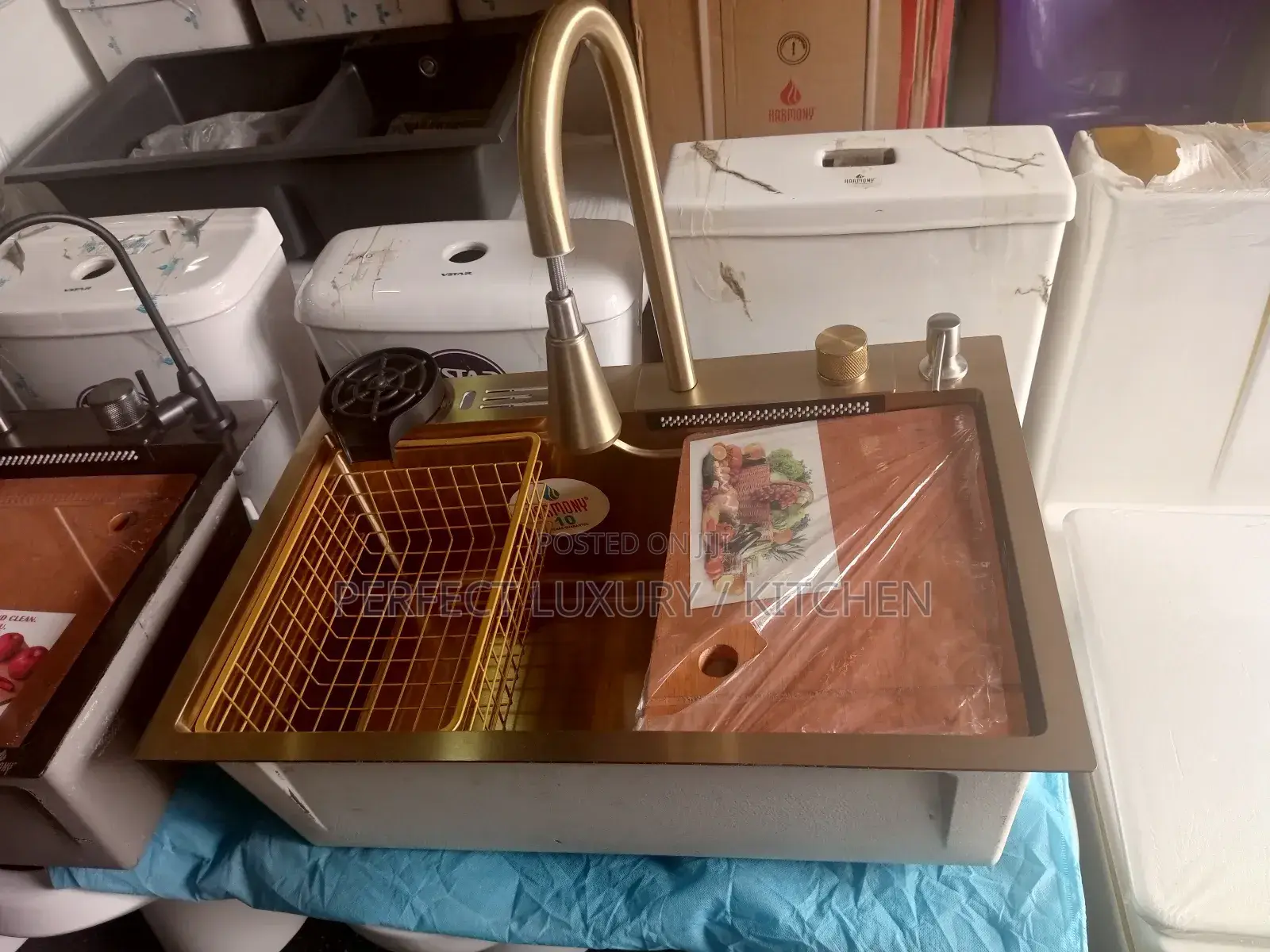 Gold Kitchen Sink With Complete Accessories