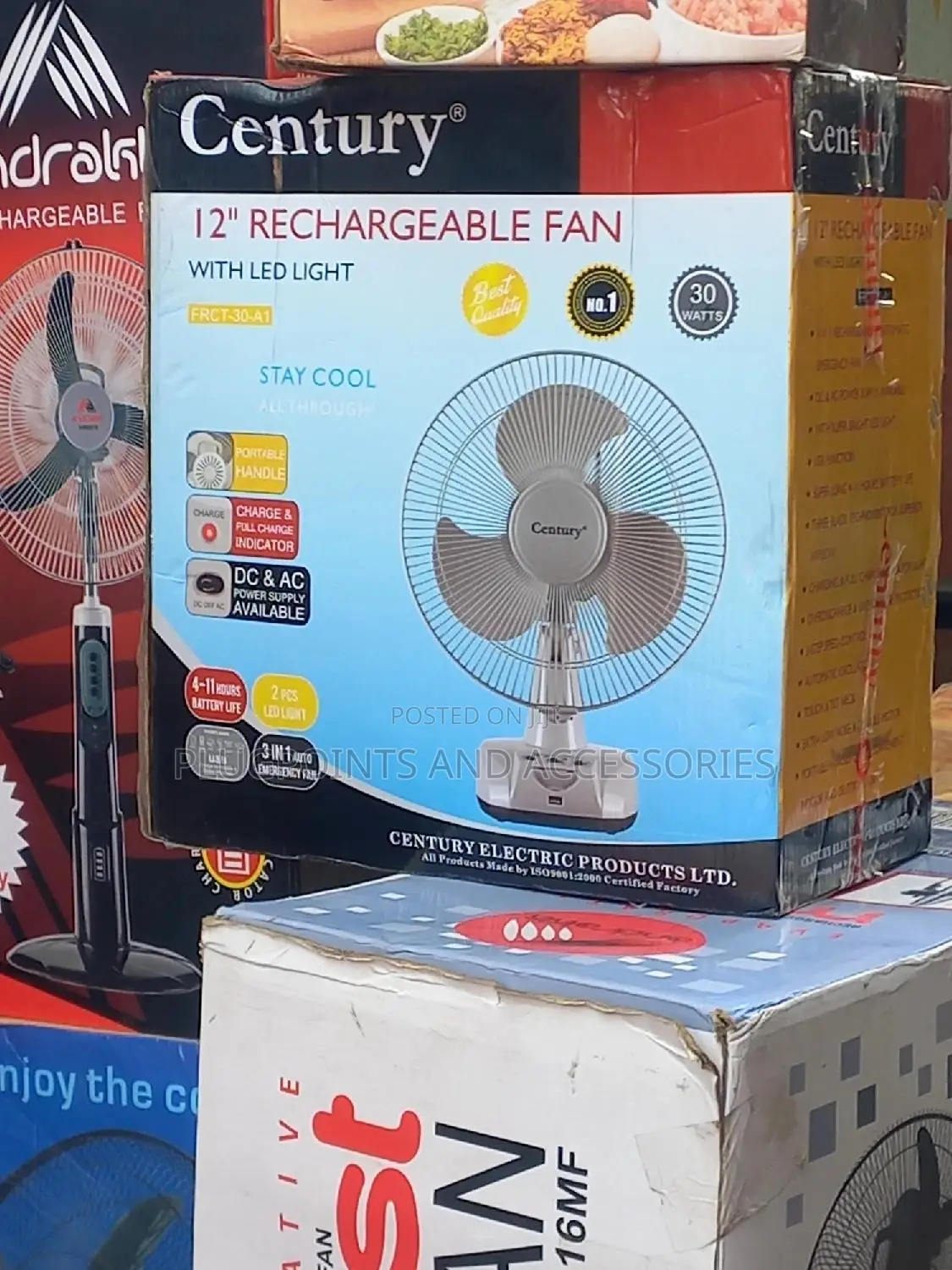 12 "Century Table Top Rechargeable Fan