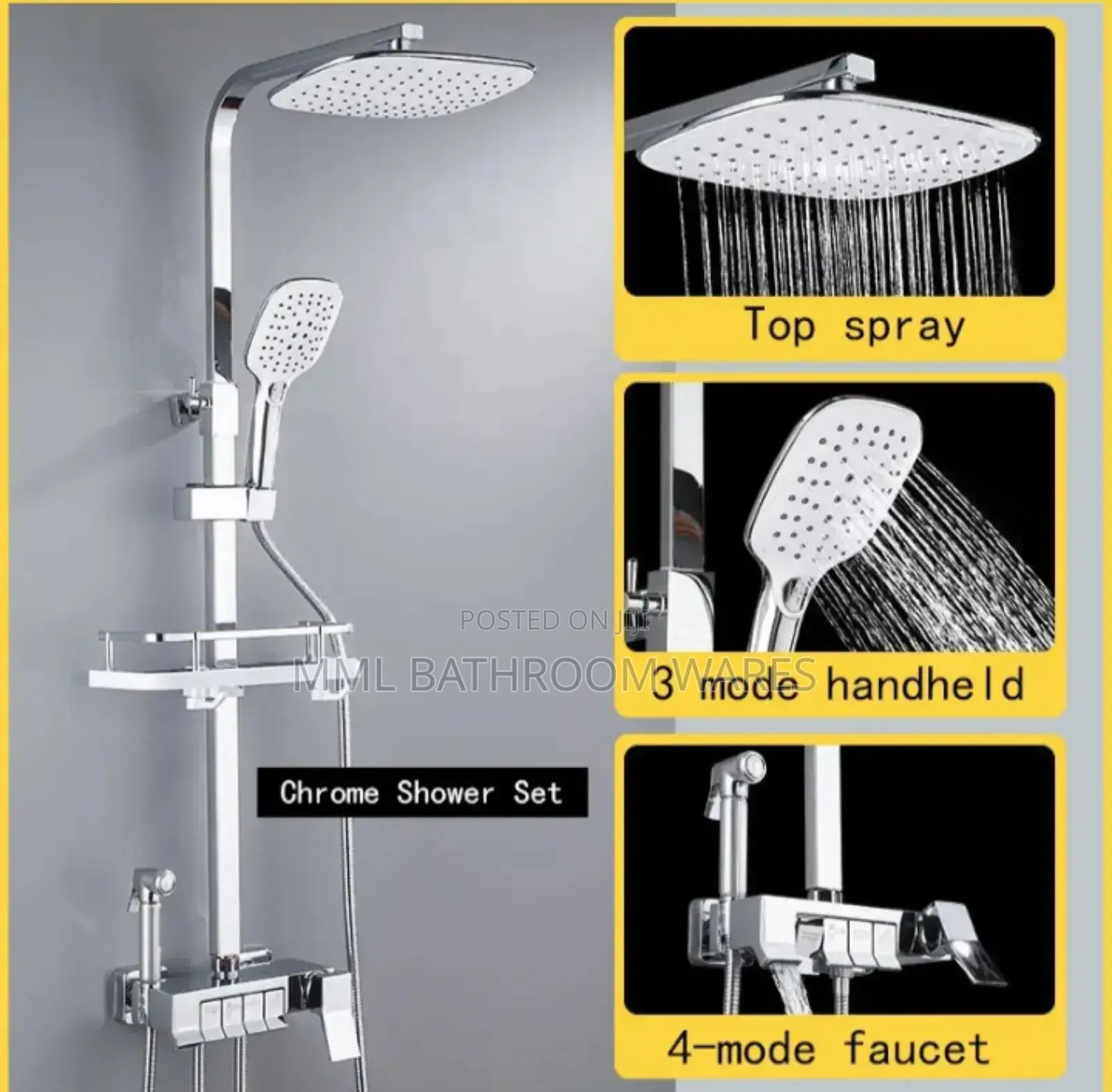 Chrome Classic Piano Shower Sets With Pressure Spray