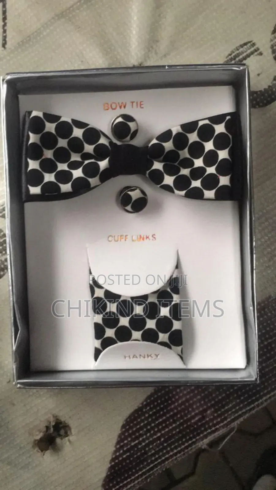 Quality Men's Black Dotted and Plain 3in 1 Bow Tie