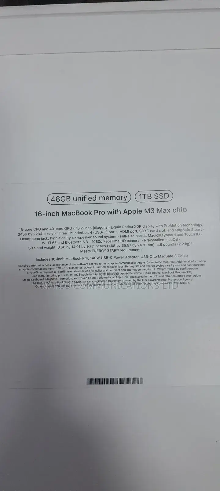 New Apple MacBook Pro 2023 M3 Max 16-Inch 48GB Apple M3 Max SSD 1T
