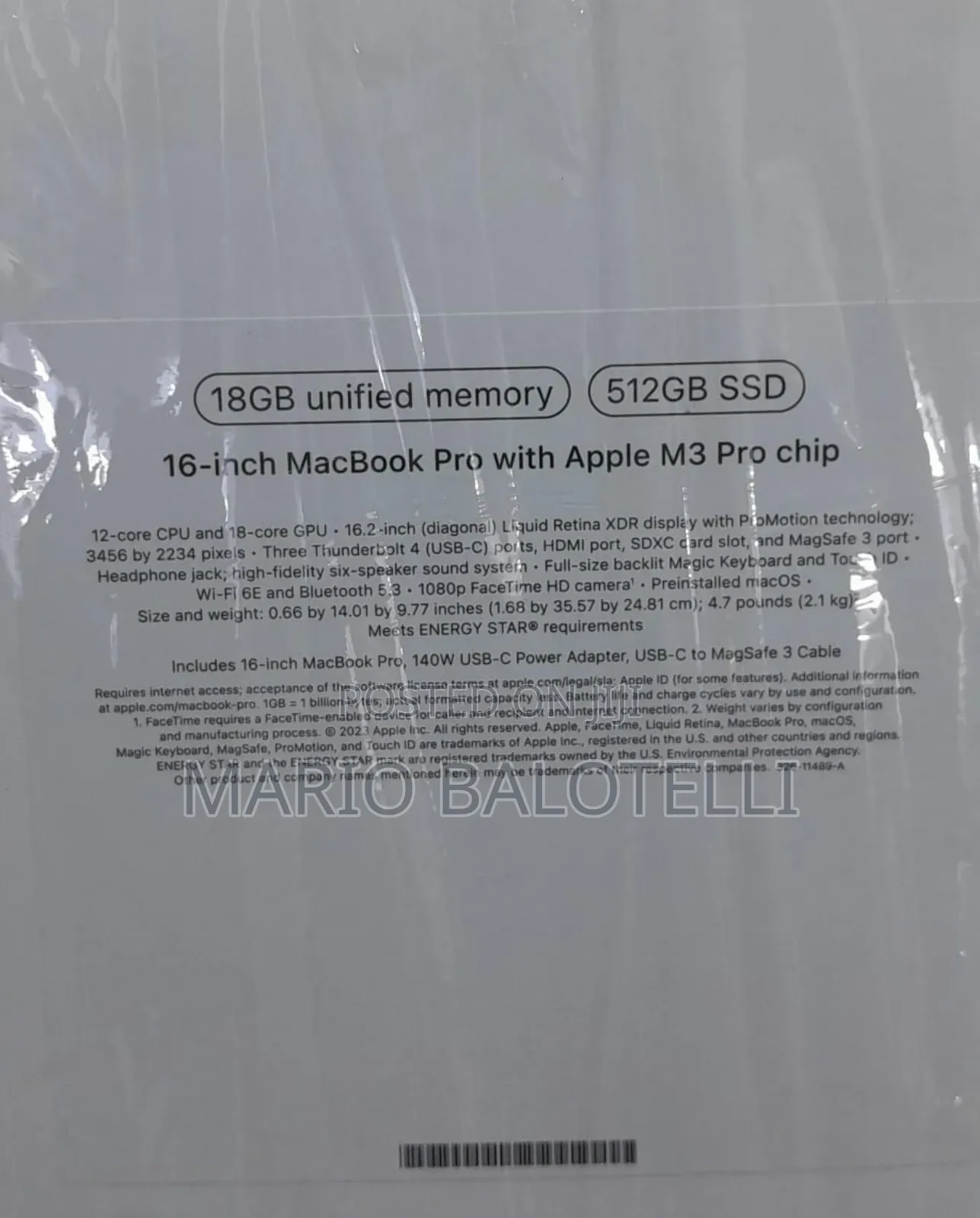 New Apple MacBook Pro 2023 M3 Max 16-inch 36GB Apple M3 Max SSD 1T