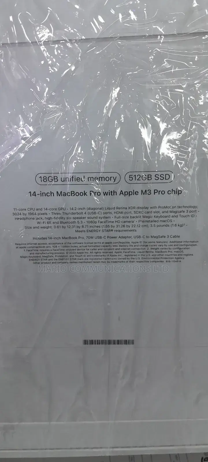 New Laptop Apple MacBook Pro 2023 M3 14-Inch 18GB Apple M3 SSD 512GB