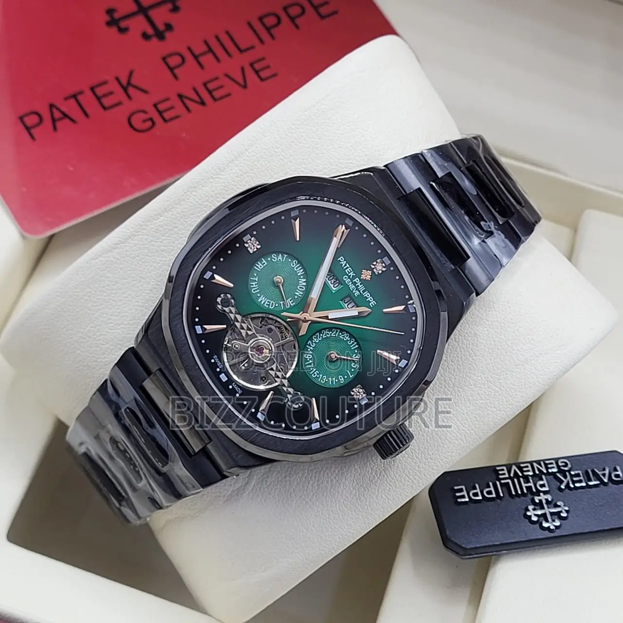 Original Patek Philippe Chronograph Black Chain Watch