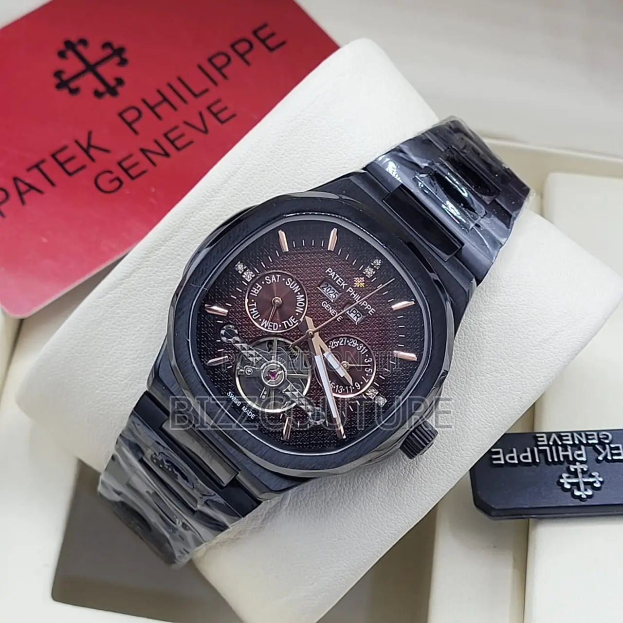 Original Patek Philippe Chronograph Black Chain Watch