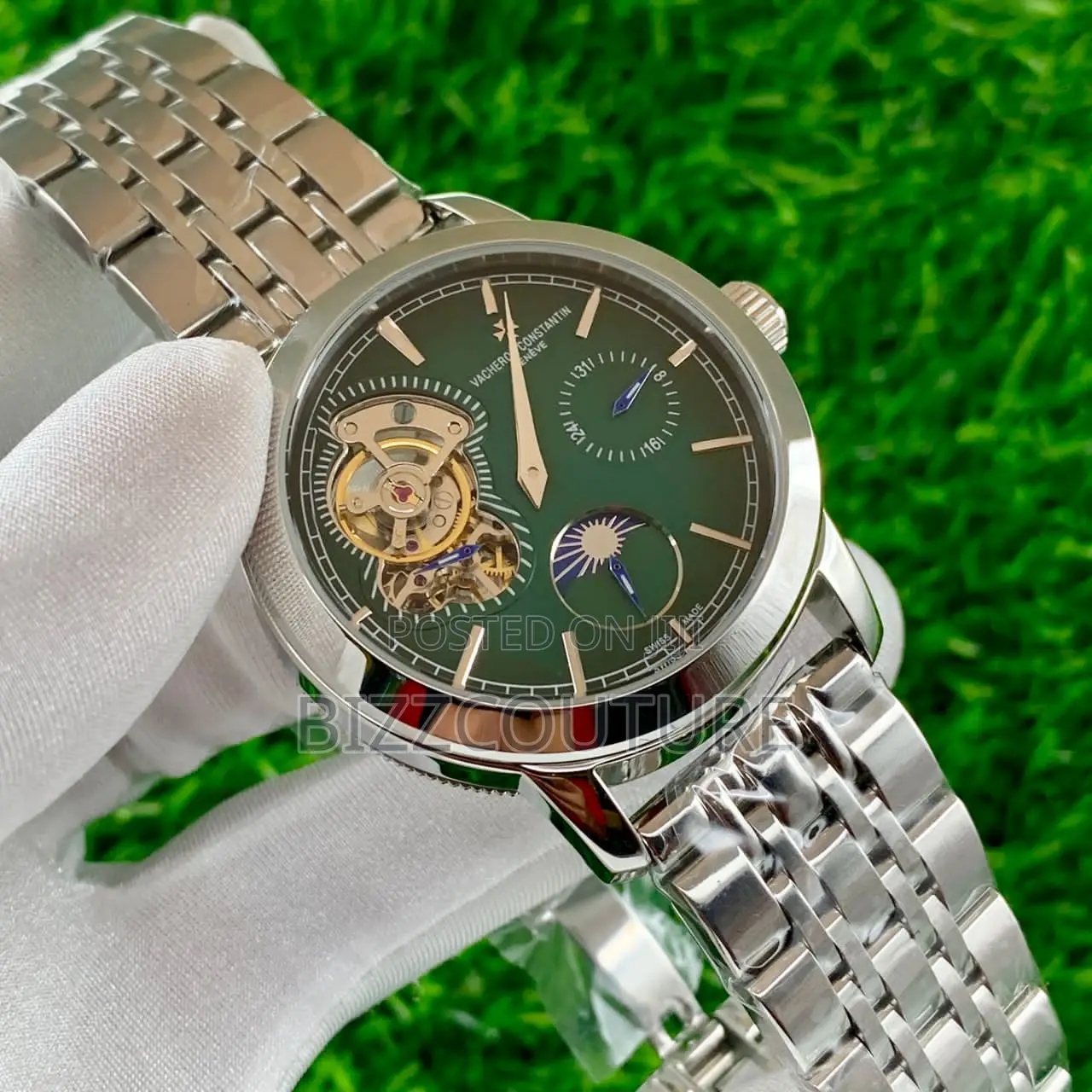 Original Vacheron Constantin Chronograph Silver Chain Watch