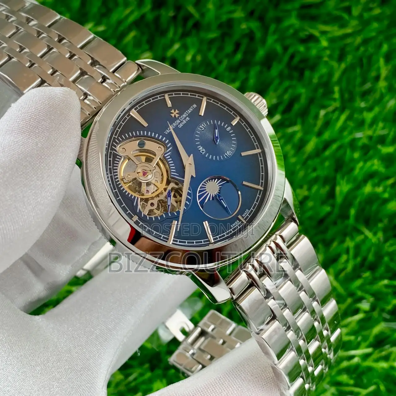Original Vacheron Constantin Chronograph Silver Chain Watch