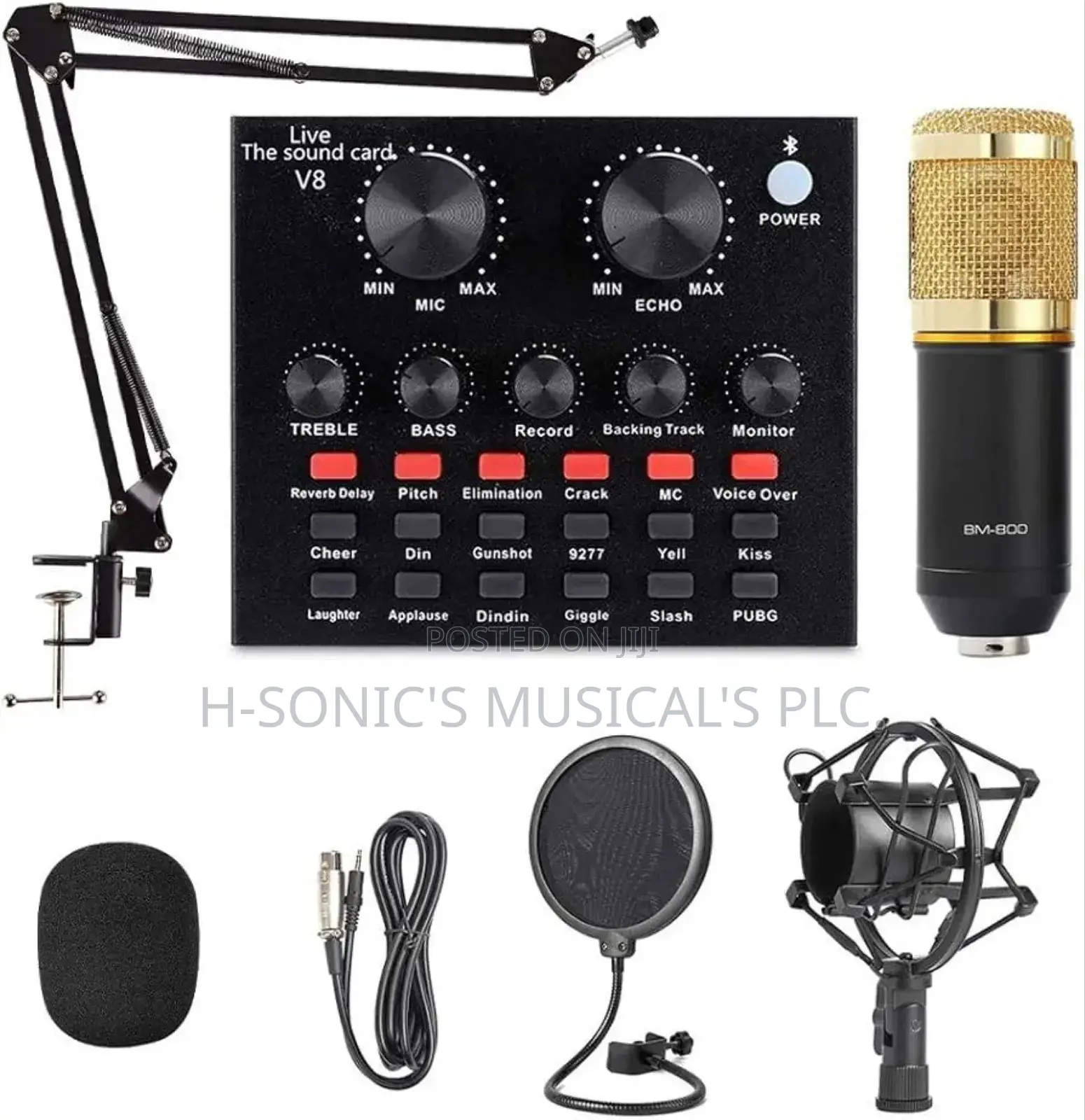Professional Bm-800 Condenser Microphone With V8 Soundcard