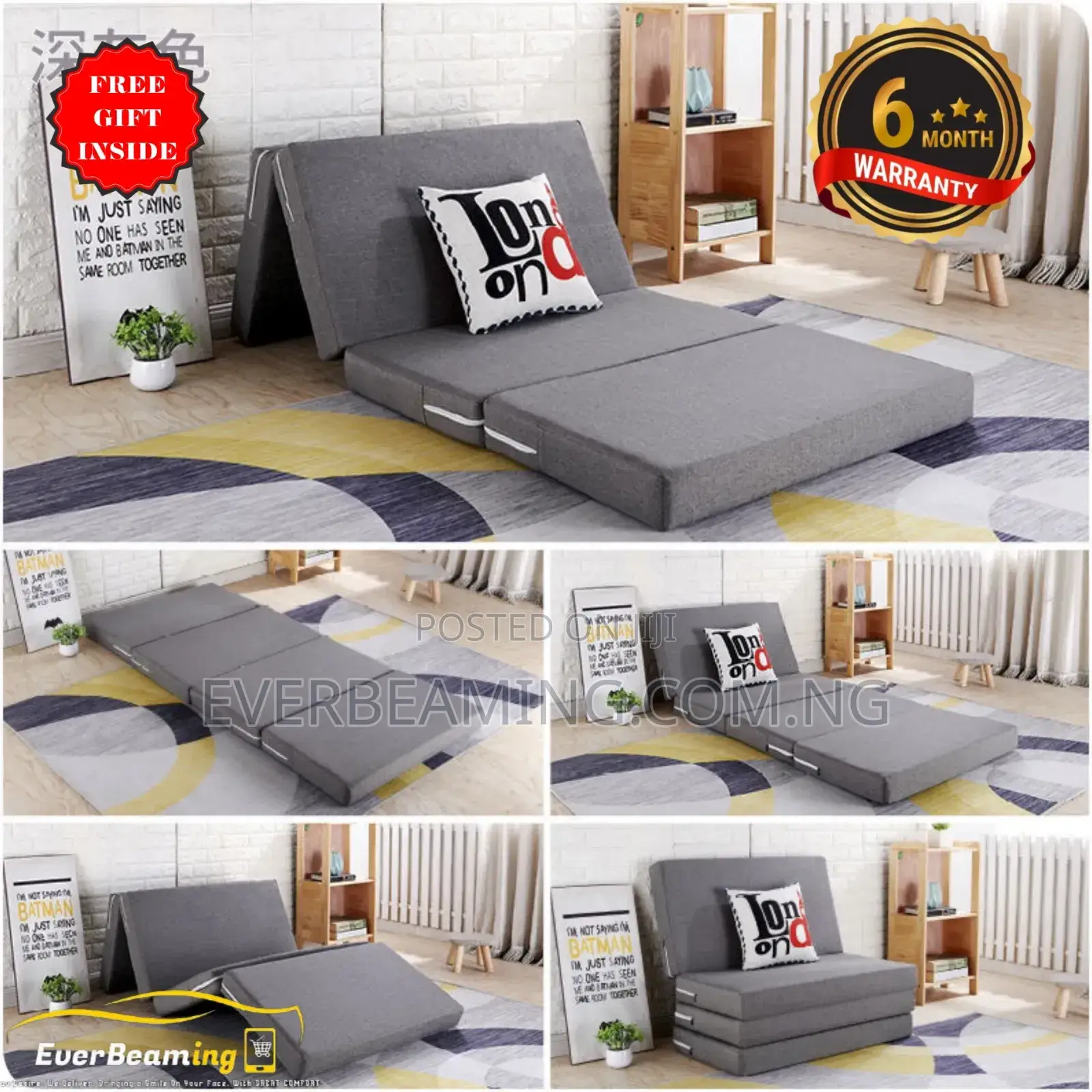 EverBeaming Luxurious Foldable Mattress 4ft X 6ft _Grey