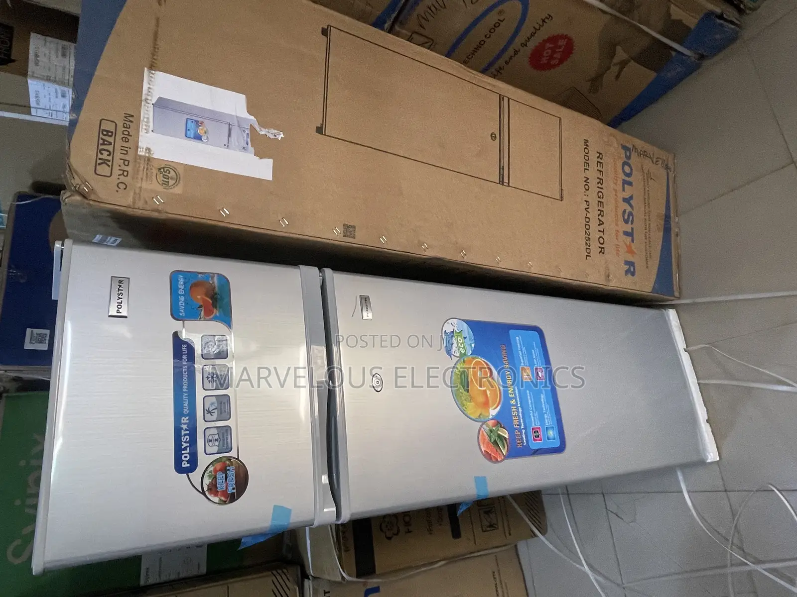 Brand New Polystar Doble Door Refrigerator Full Copper Engin