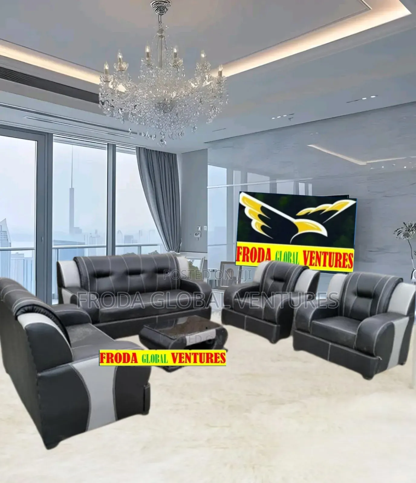 Living Room Set of Sofa Chairs and Table. 7 Seaters Couches