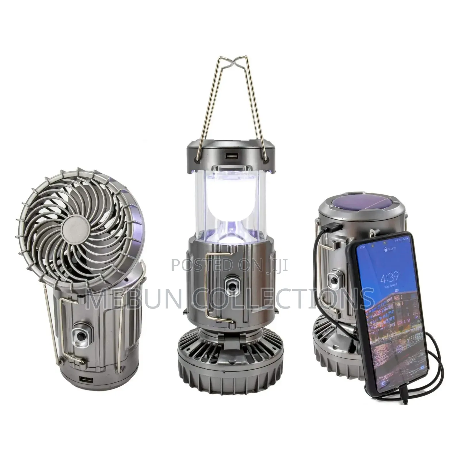 Rechargeable Solar Fan With Lamp and Power Bank