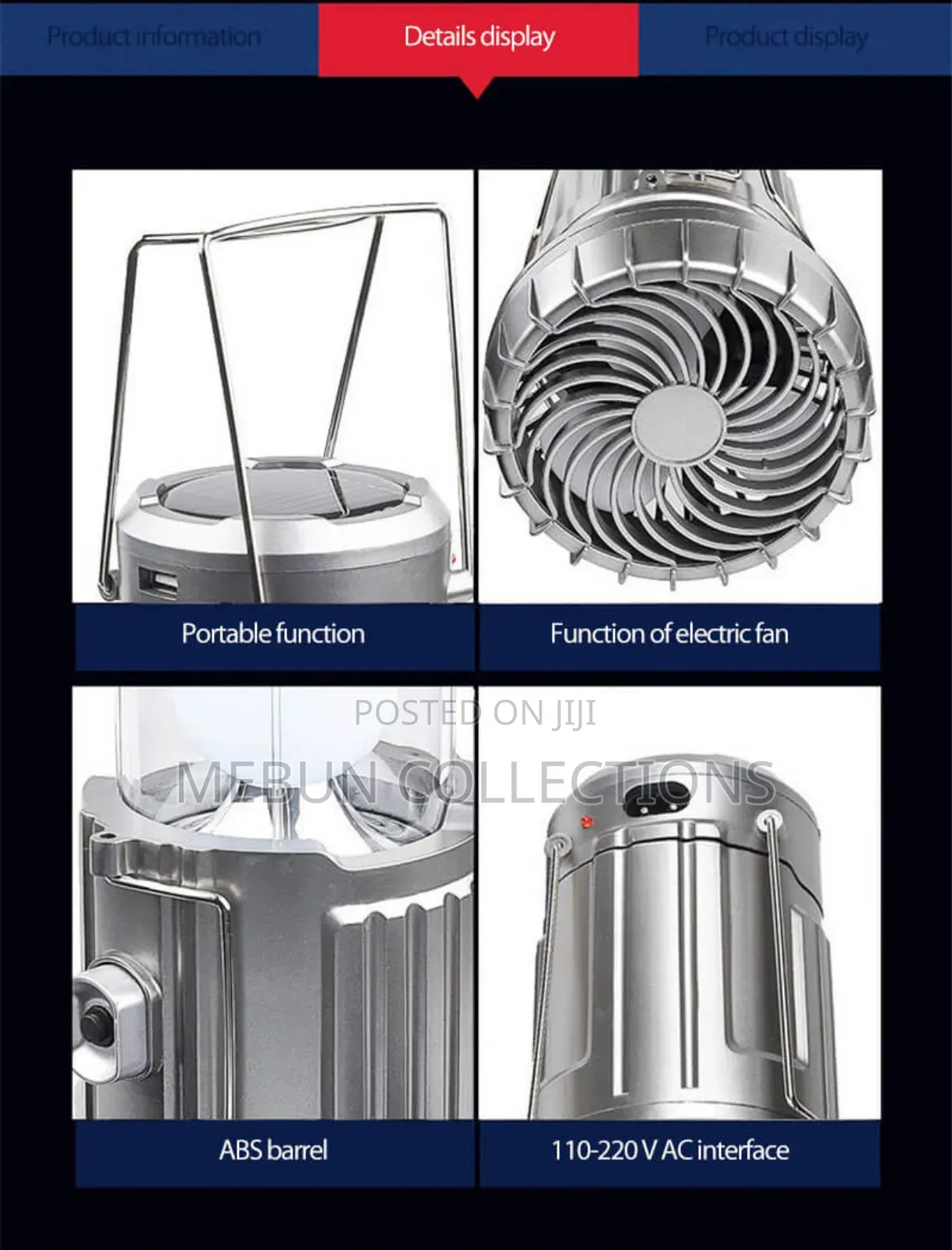 Rechargeable Solar Fan With Lamp and Power Bank