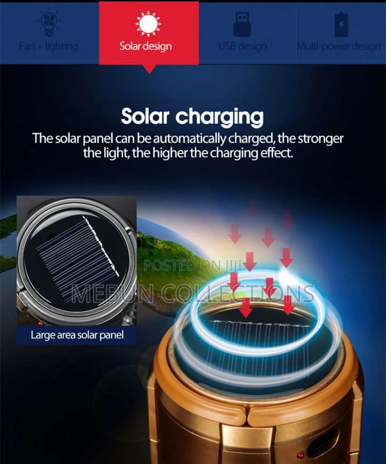 Rechargeable Solar Fan With Lamp and Power Bank