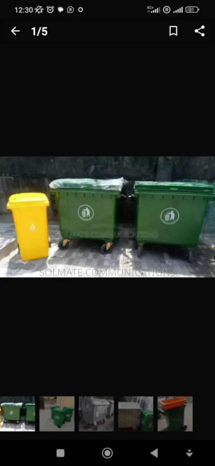 1100 Litres Virgin Plastics Wheeler Refuse Waste Bins