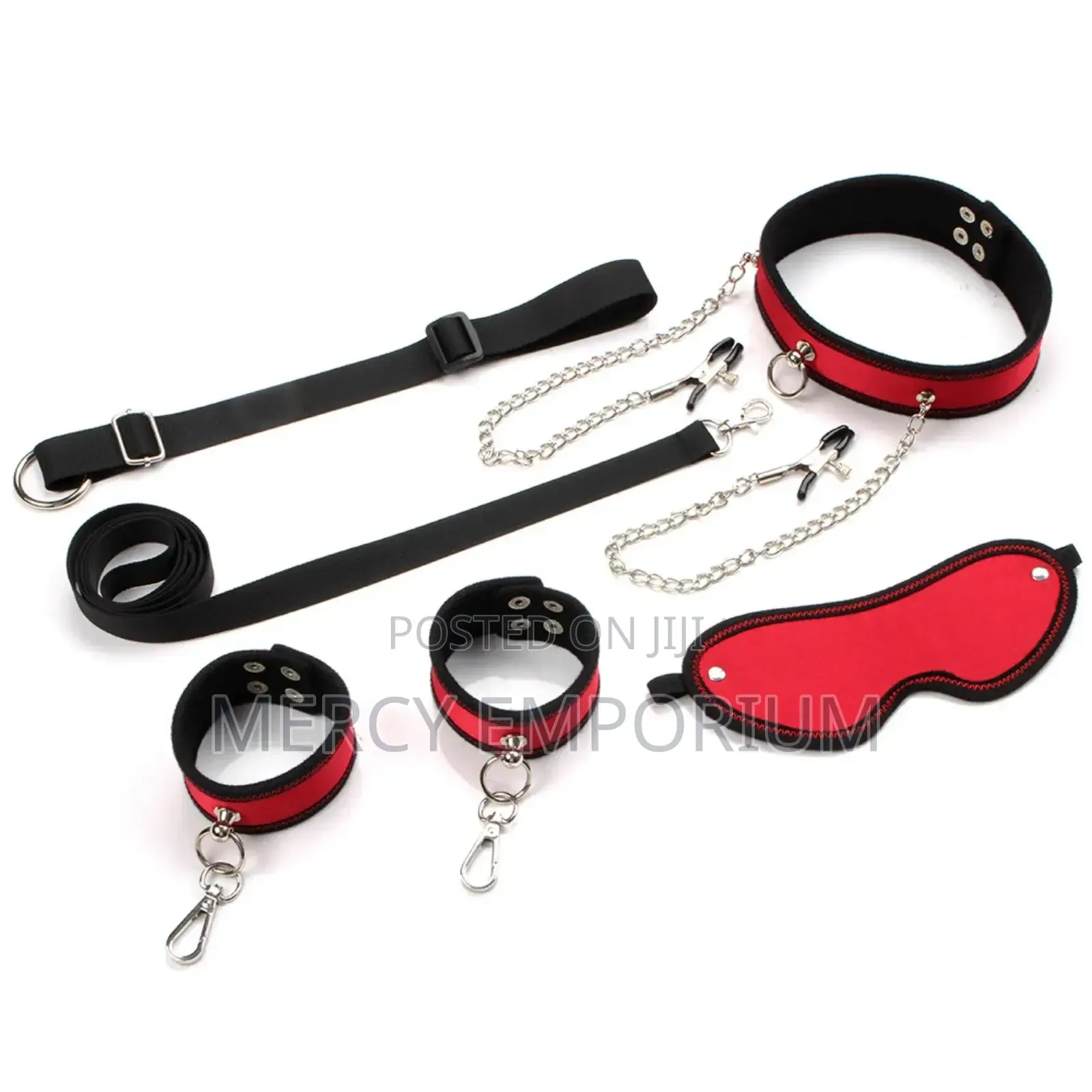 BDSM Kit. Collar, Hand Restraint, Nipple Clamp Sex Toy