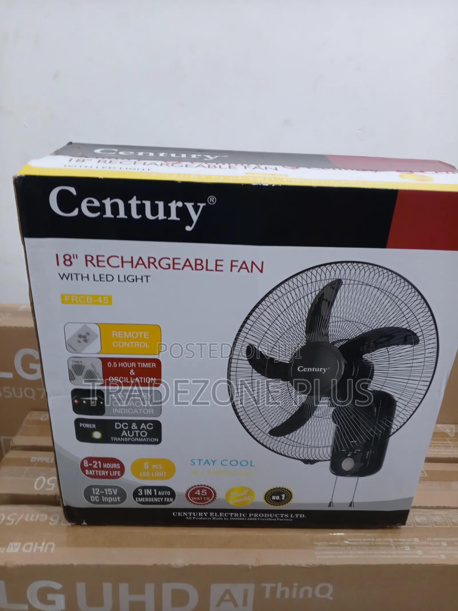 Century Airflow Master 18'' Rechargeable Fan