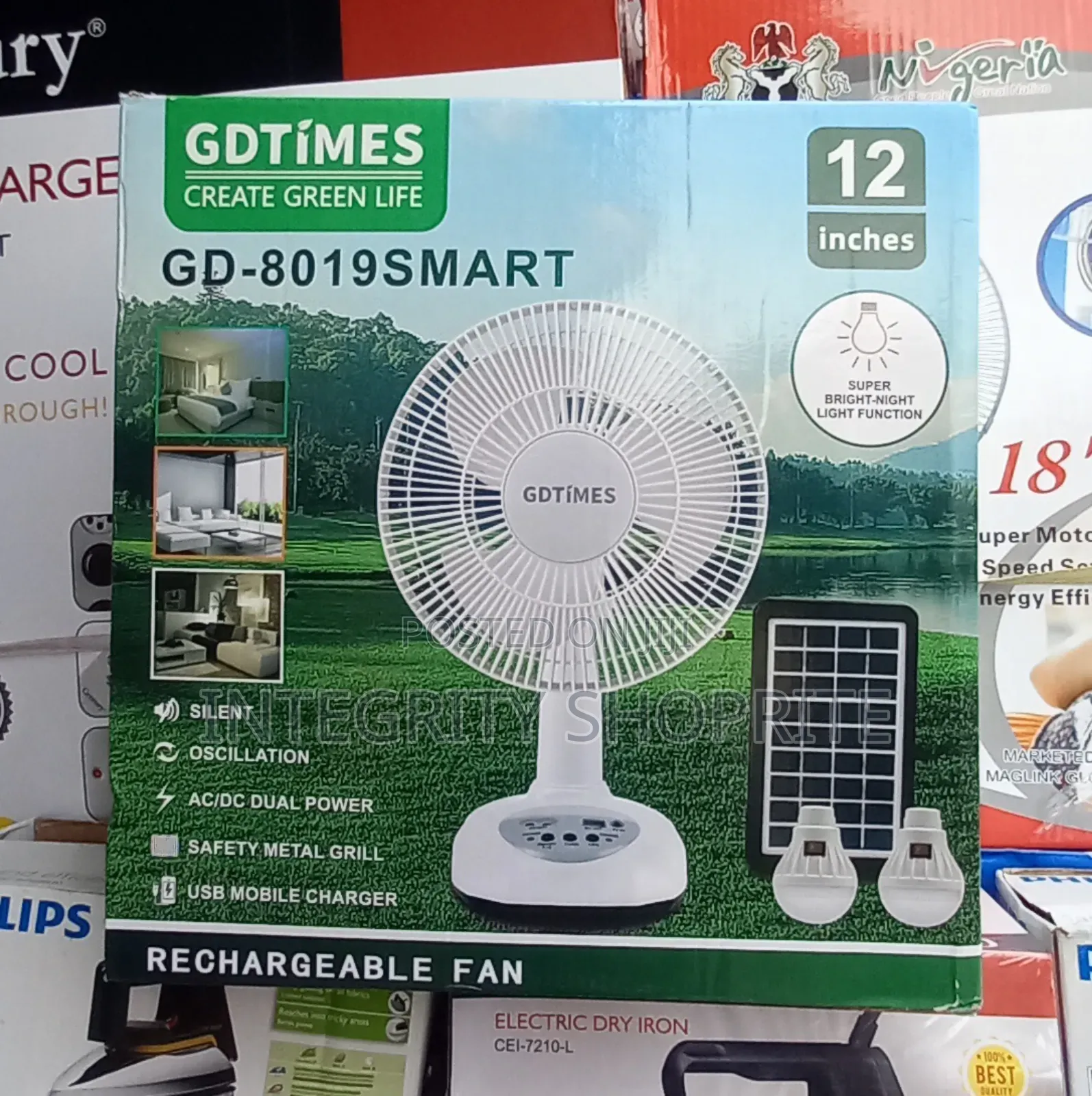 GDTIMES GDTIME Rechargeable Table Fan Solar Panel