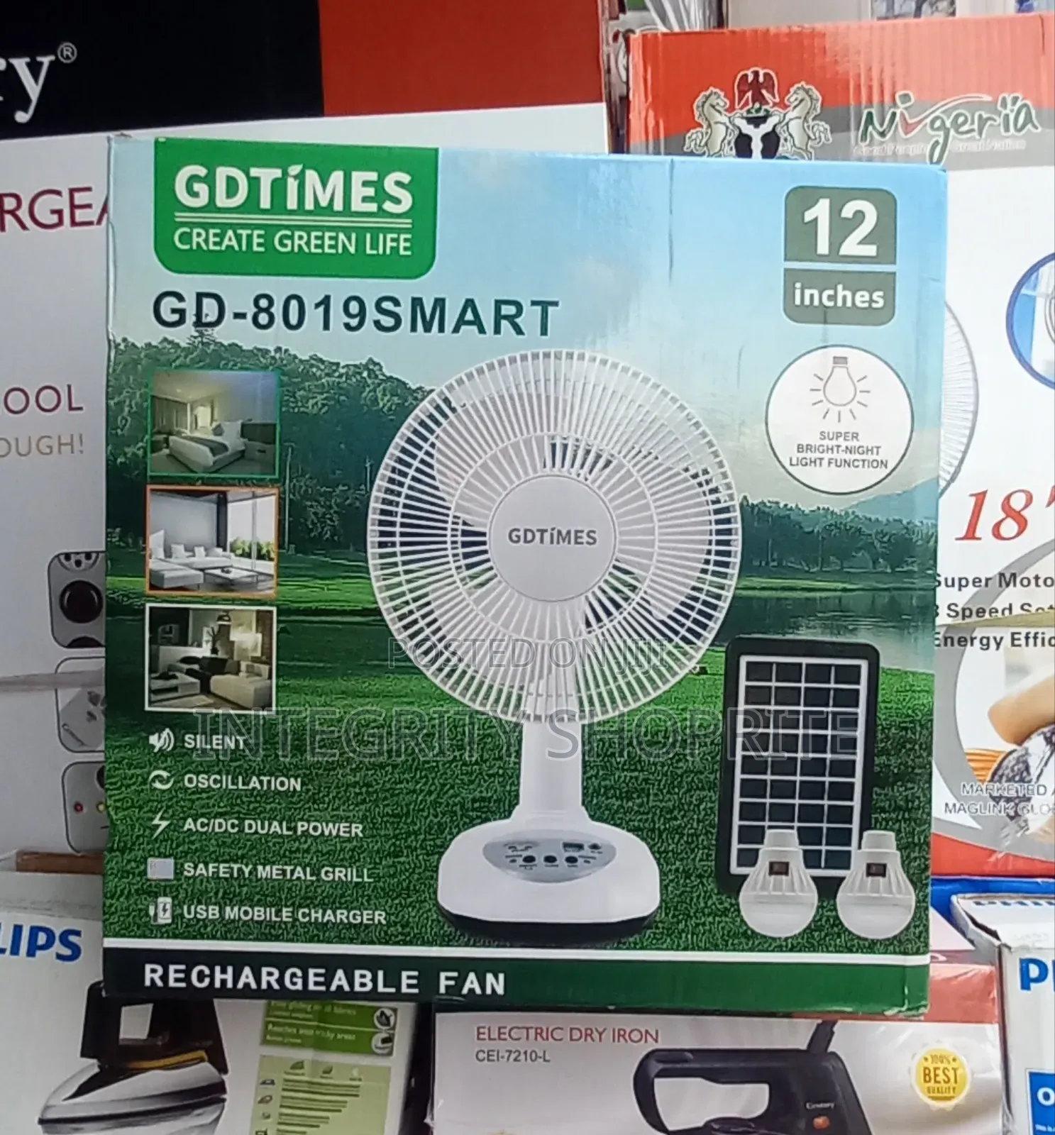 GDTIMES GDTIME Rechargeable Table Fan Solar Panel