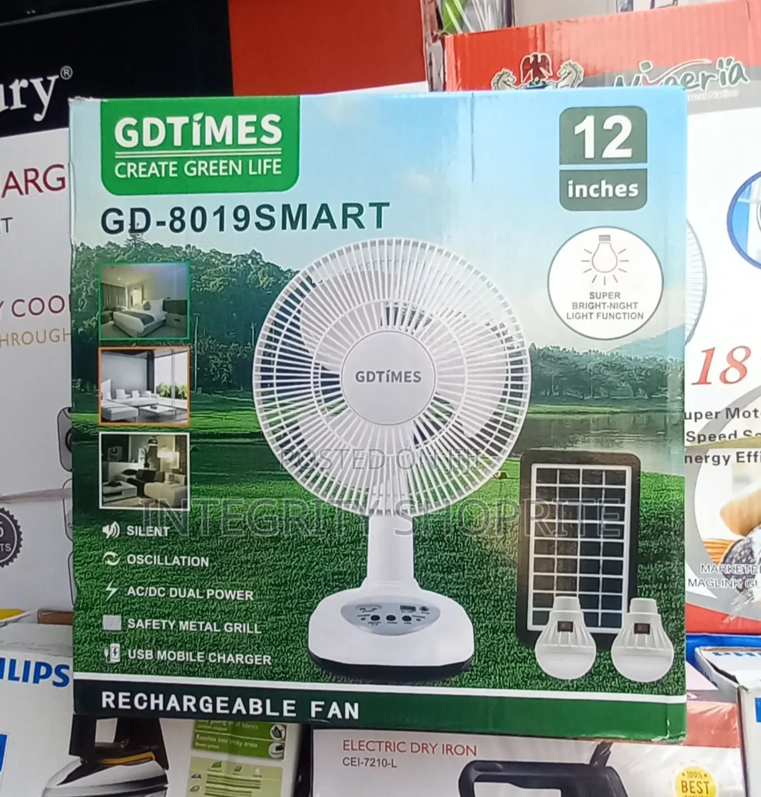 GDTIMES GDTIME Rechargeable Table Fan Solar Panel