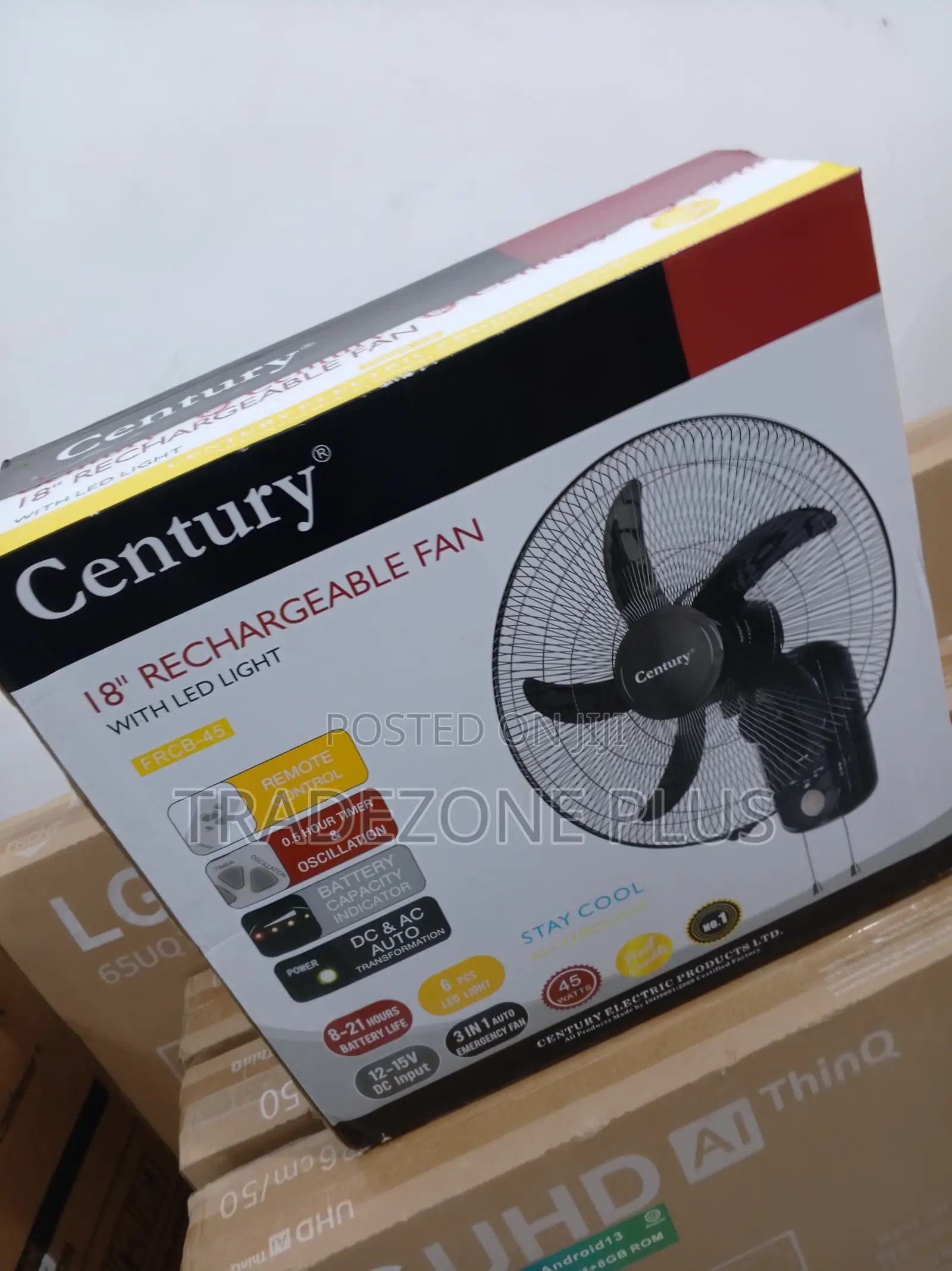 Century Quiet Operation 18'' Rechargeable Fan