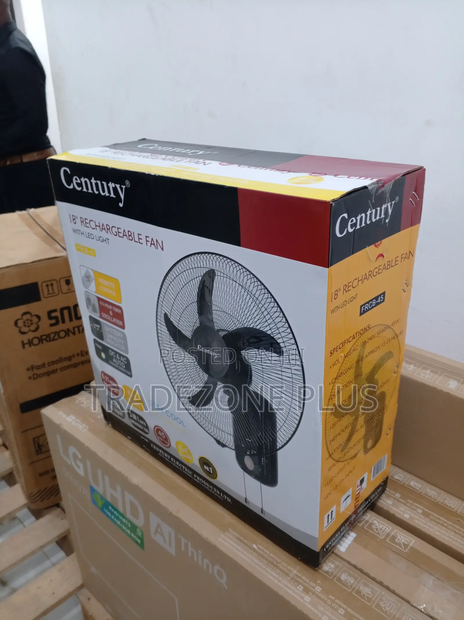 Century Low Noise 18'' Rechargeable Fan