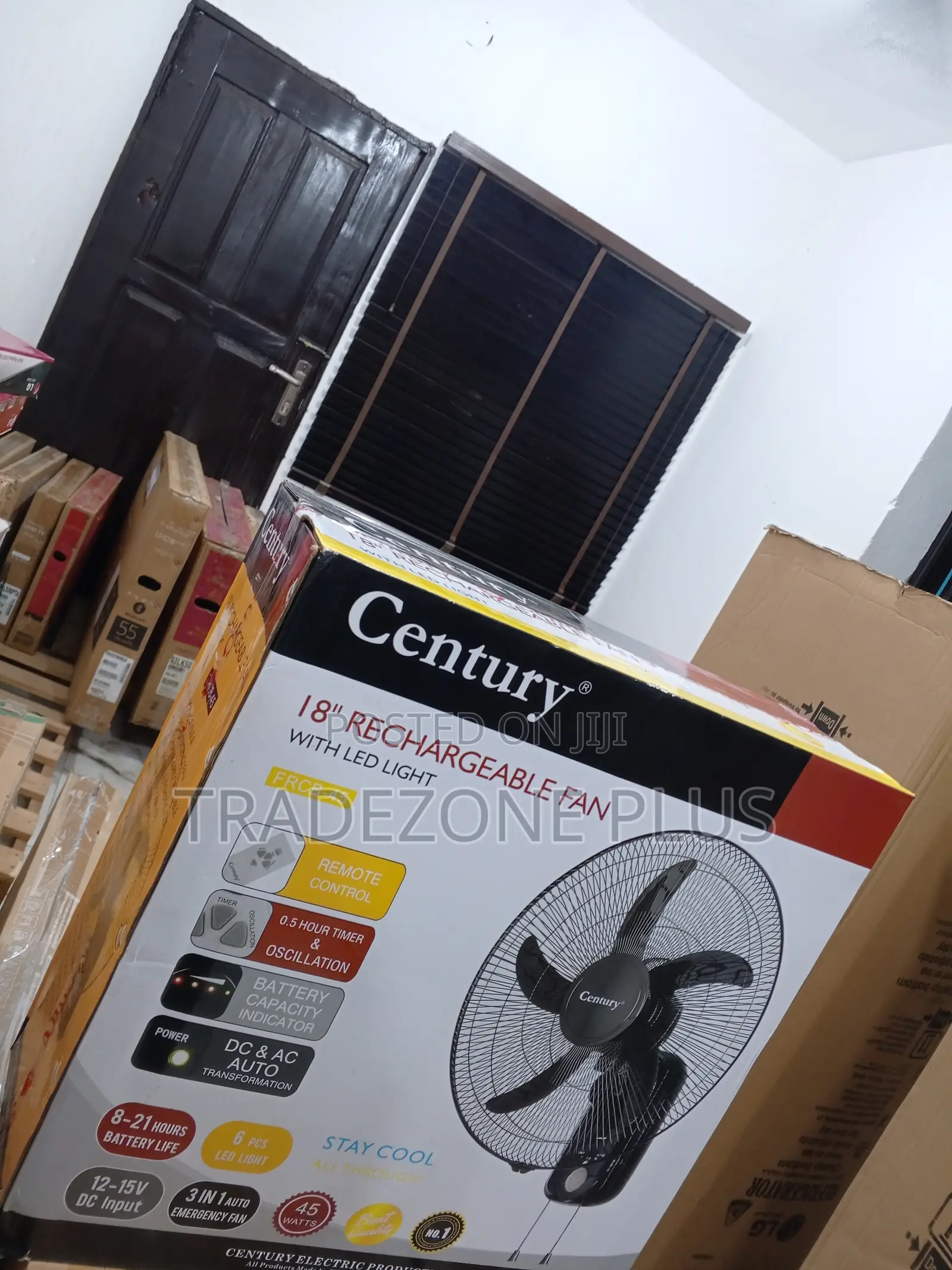 Century 18'' Rechargeable Fan With 1 Year Warranty
