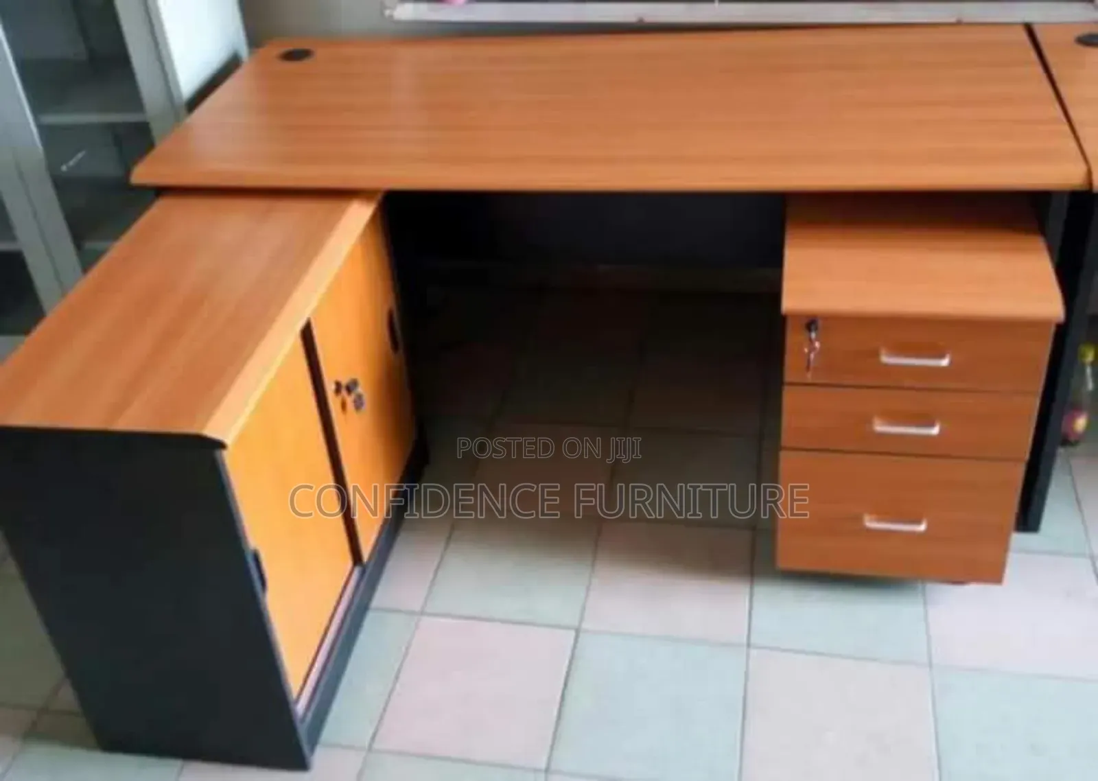 Original Wooden Cherry Office Table With Extension