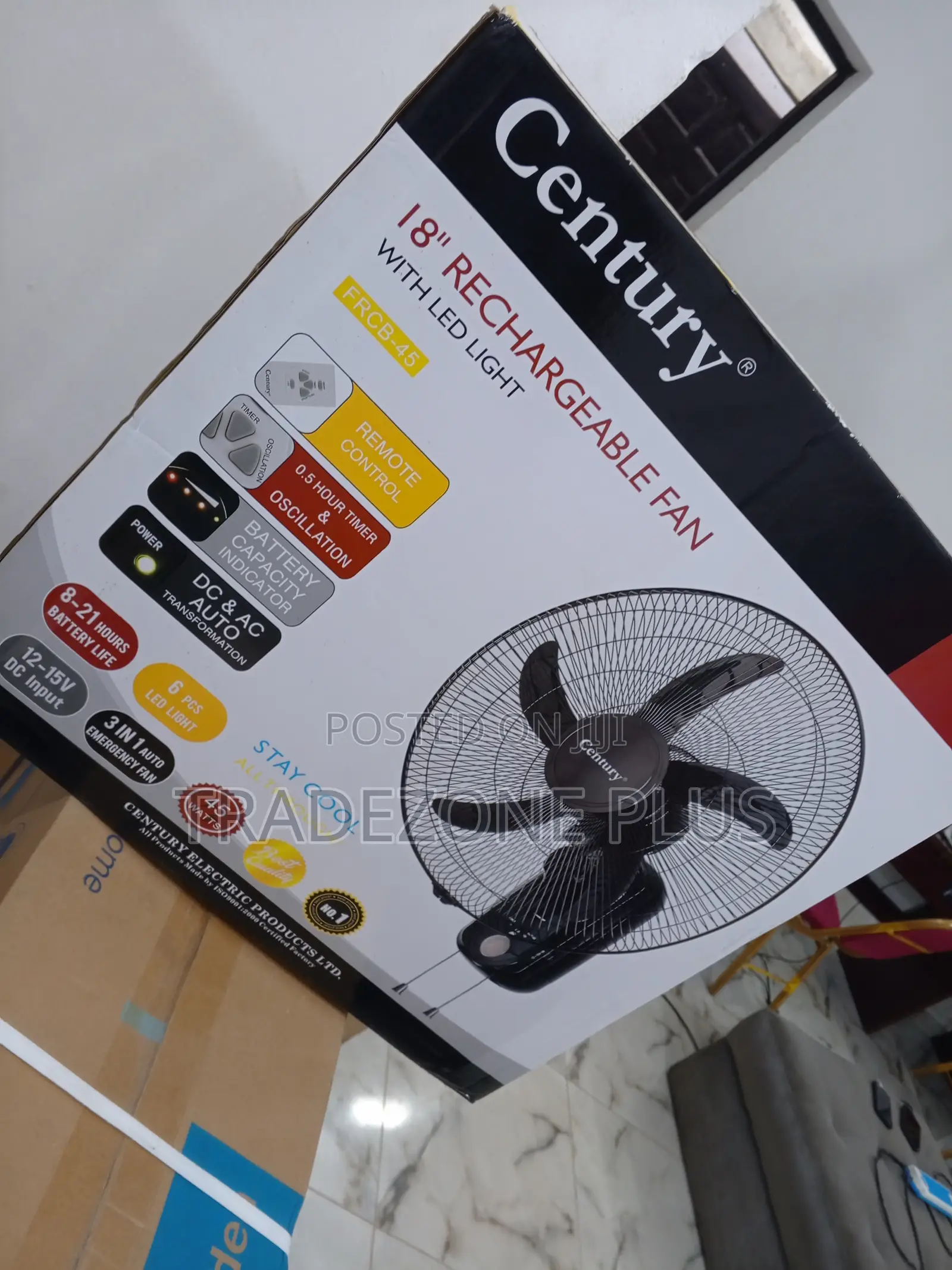 Century 18'' Super Power Rechargeable Fan