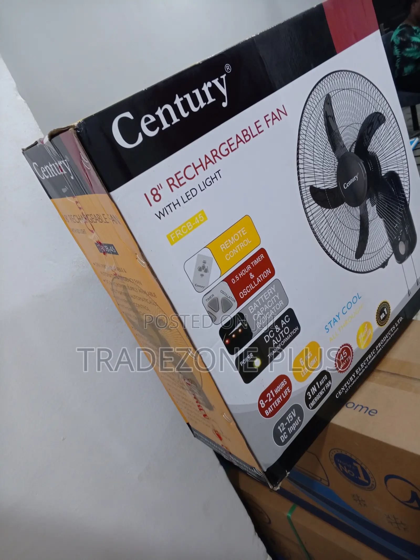 Century 18'' Durable Rechargeable Fan