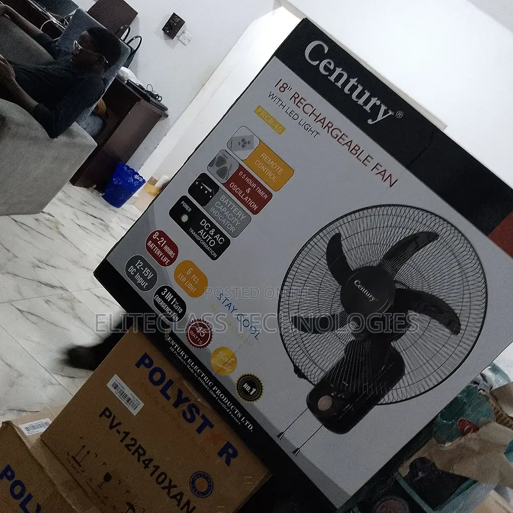 Quick and Quiet Century 18 Inches Rechargeable Wall Fan