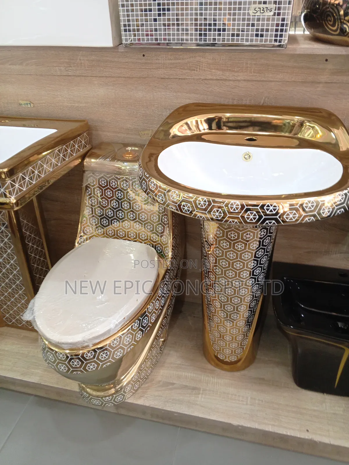 Gold and White Water Closet