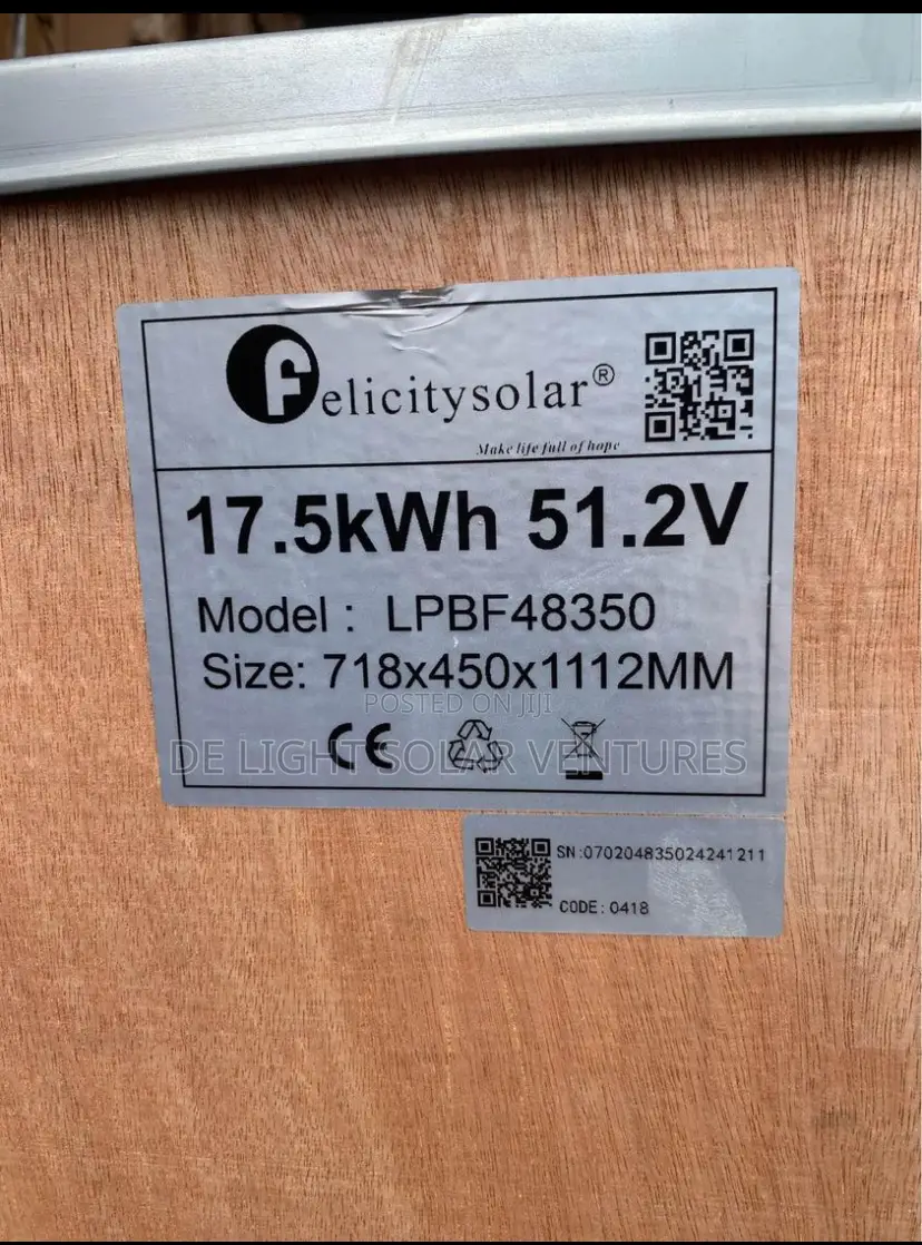 17.5kwh 51.2v Felicity Lithium Ion Battery Solar Available
