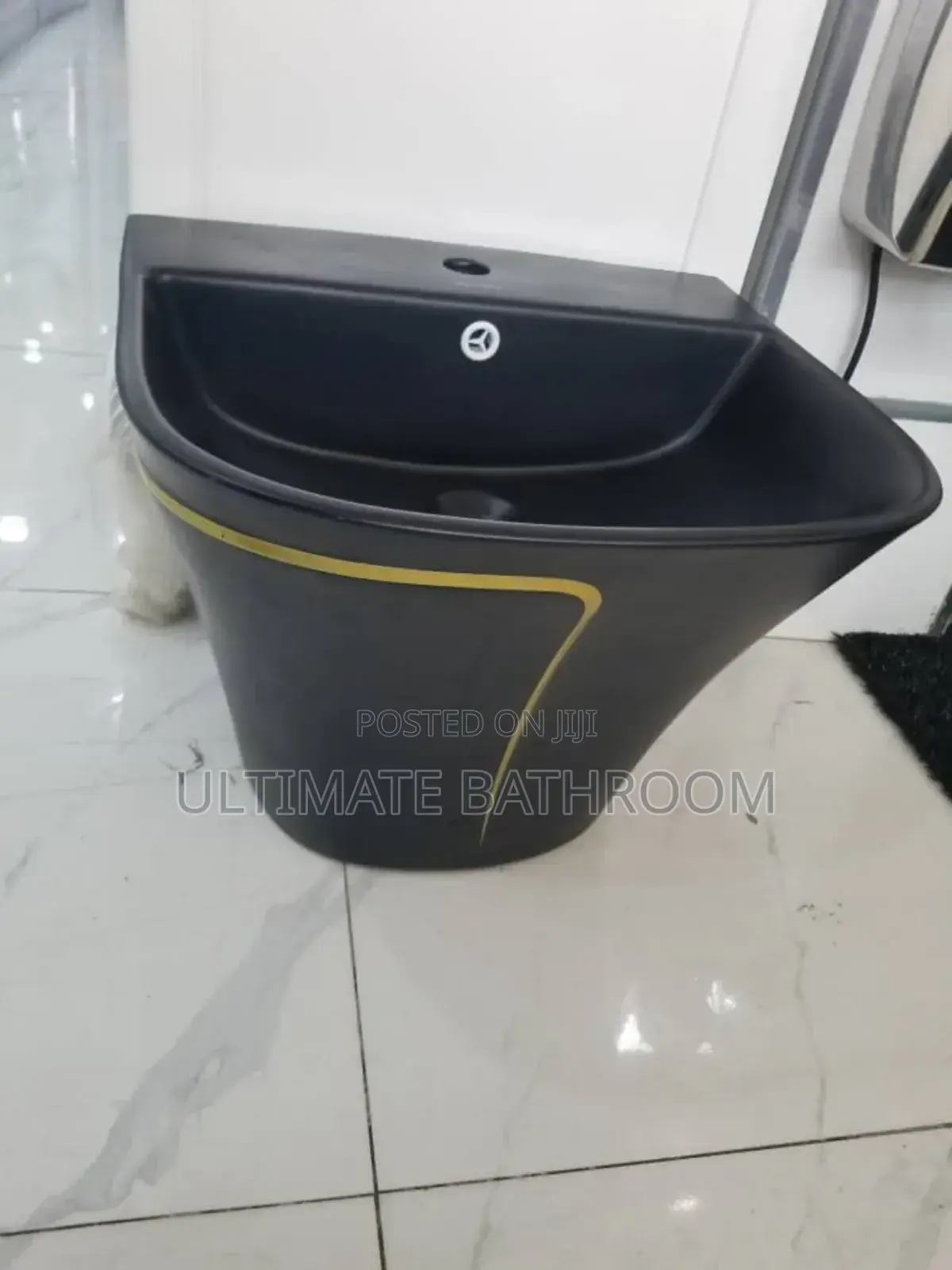 Wall Hung Black and Gold Basin
