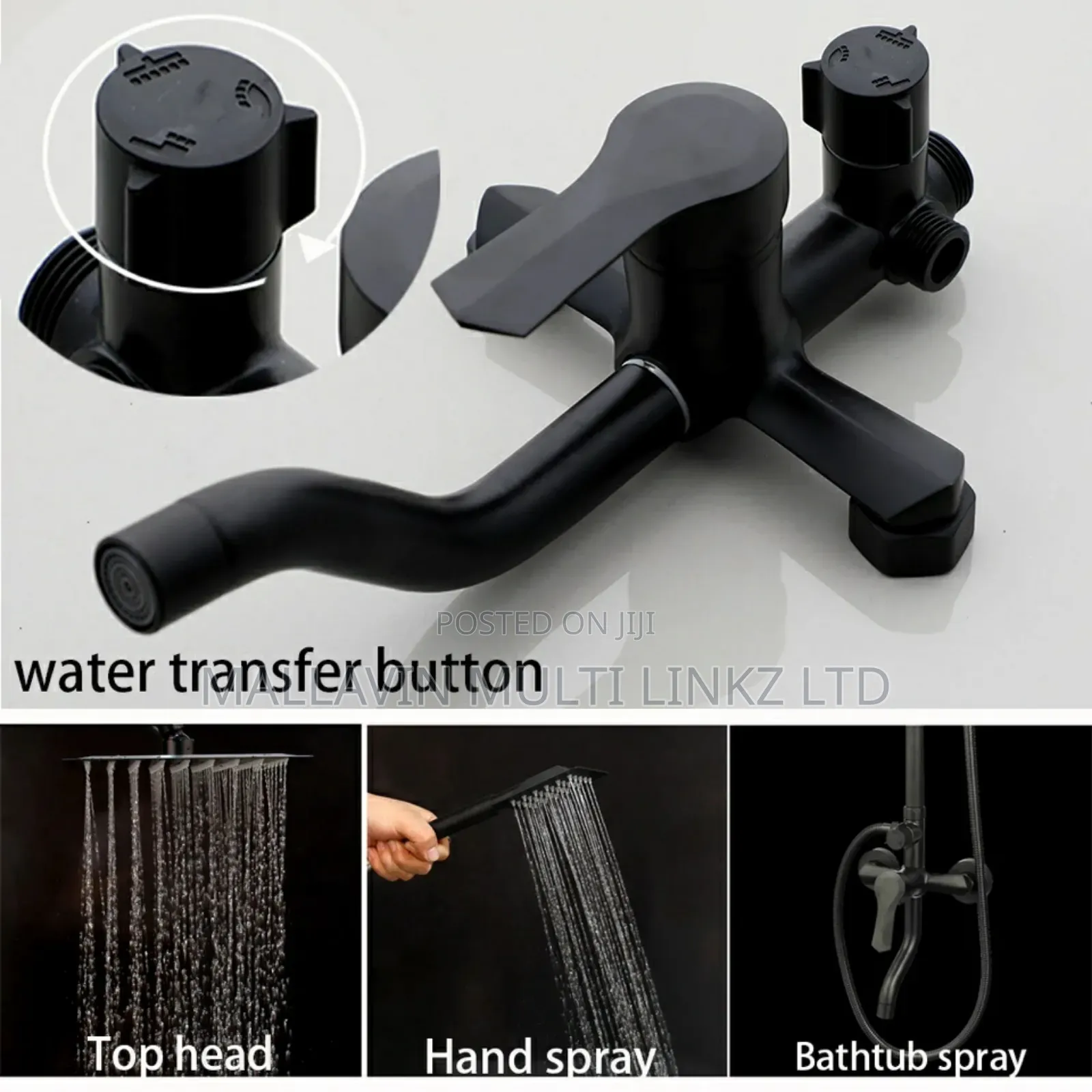 Matte Black Shower With Shower Shelf