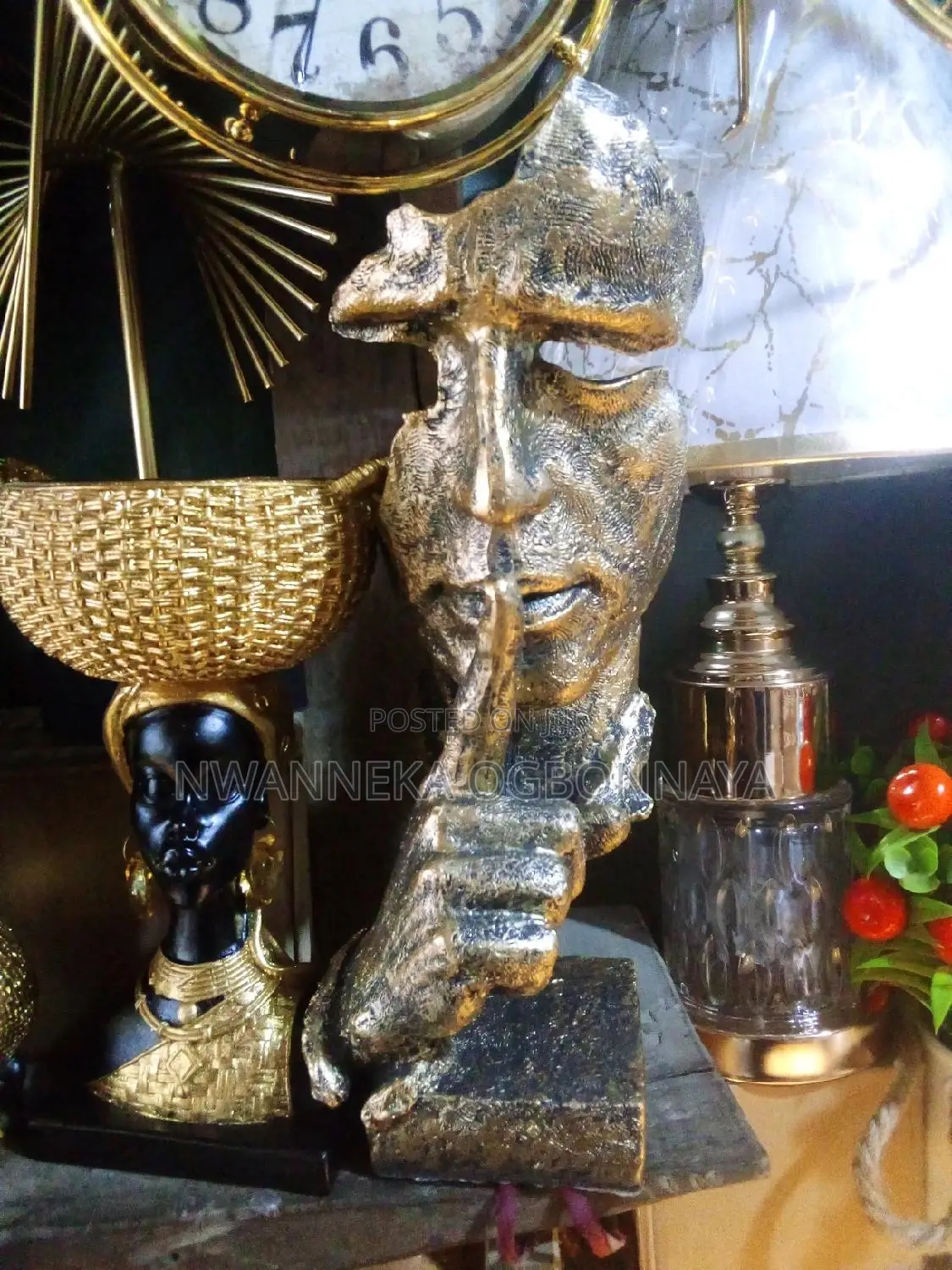 Statue Silence Is Gold Abstract Art Figurine