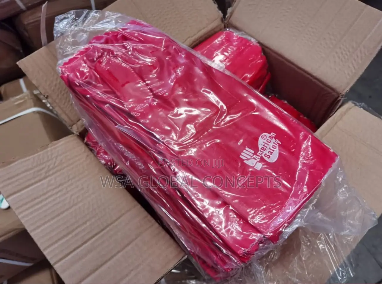 1 Dozen Of American Safety Red Rubber Hand Glove