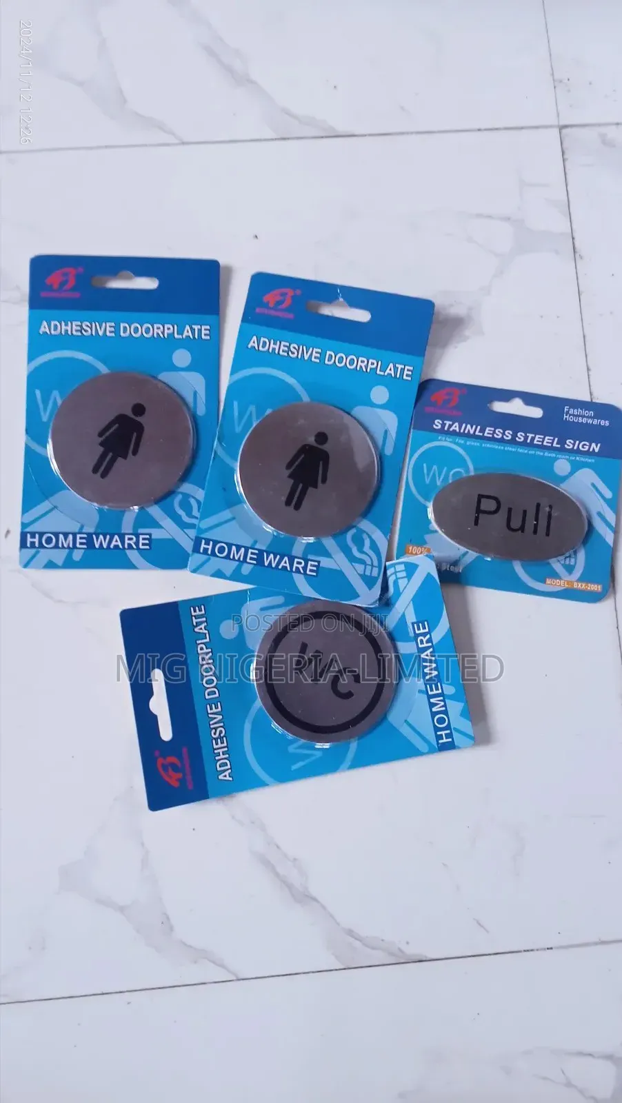 Stainless Steel Adhesive Door Toilet Sign Male and Female