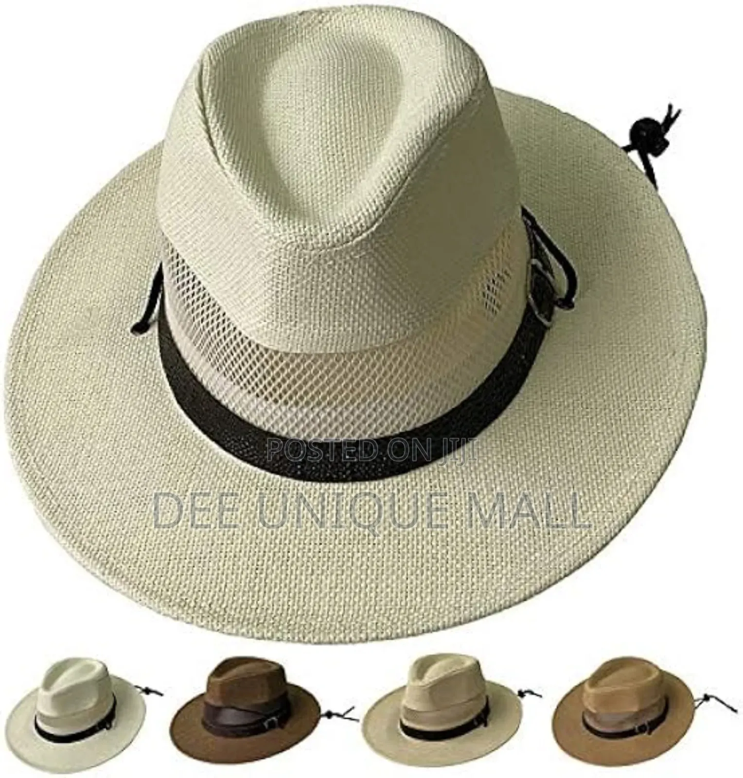 Unisex Straw Hat Sunprotection Cowboy Hat Wit Windproof Rope