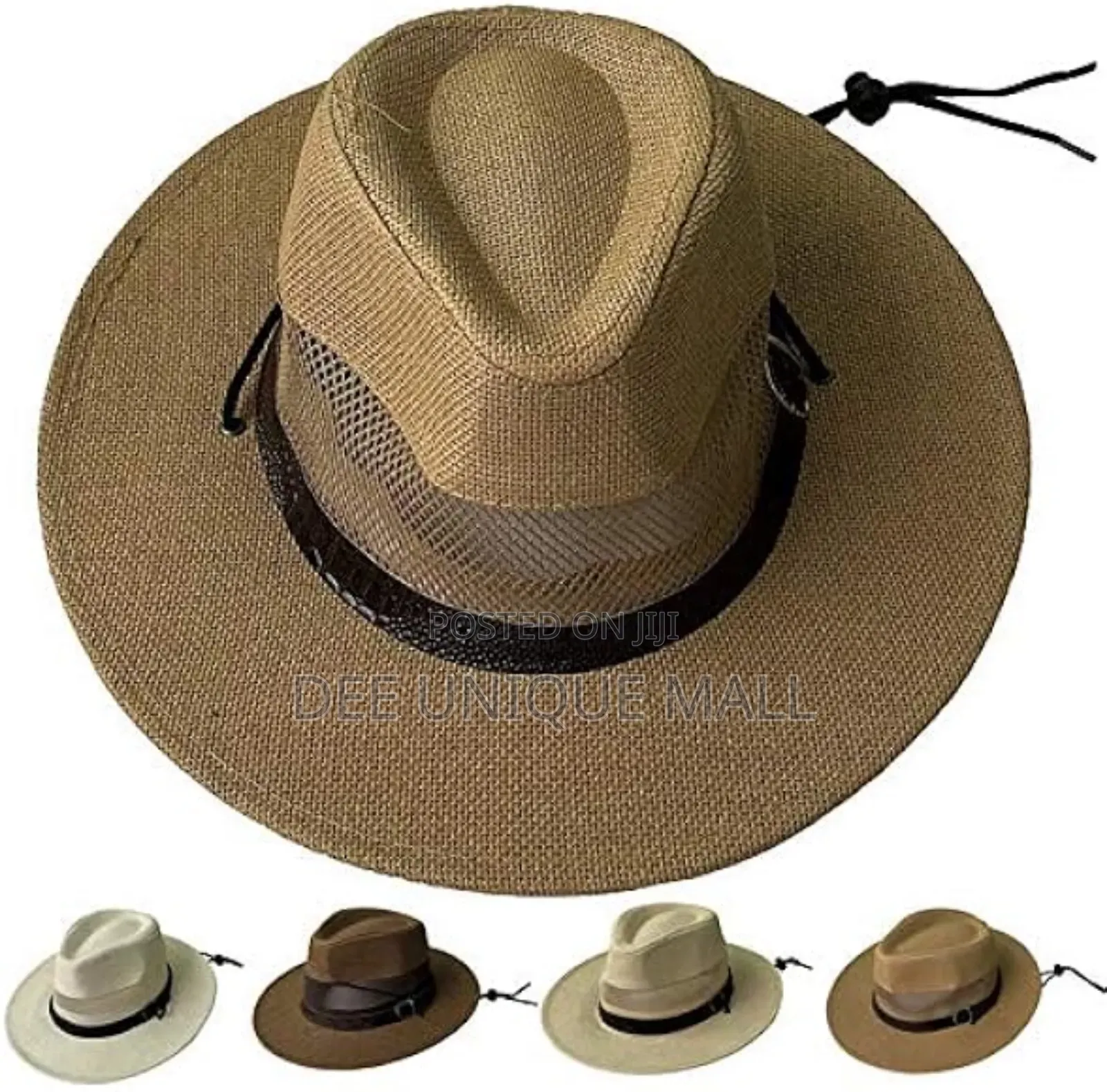 Unisex Straw Hat Sunprotection Cowboy Hat Wit Windproof Rope