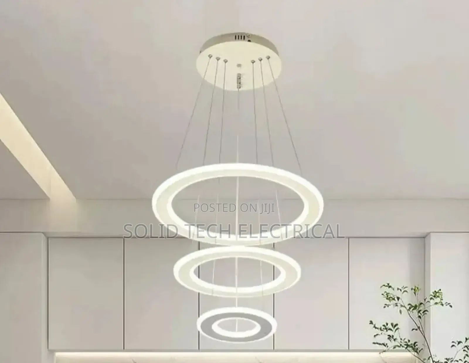 3 Drop Chandelier White and Blue Light