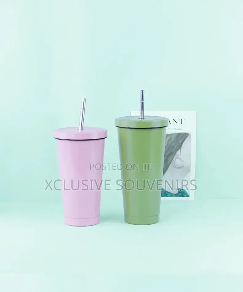 750ml Stainless Steel Thermos Cup With Lid & Straw Sippy Cup