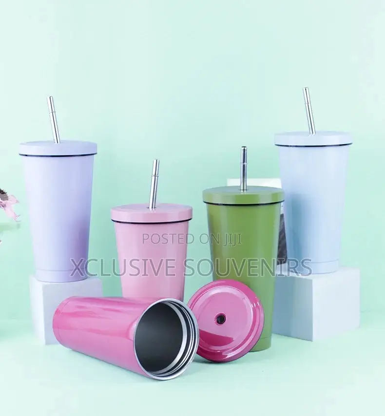 750ml Stainless Steel Thermos Cup With Lid & Straw Sippy Cup
