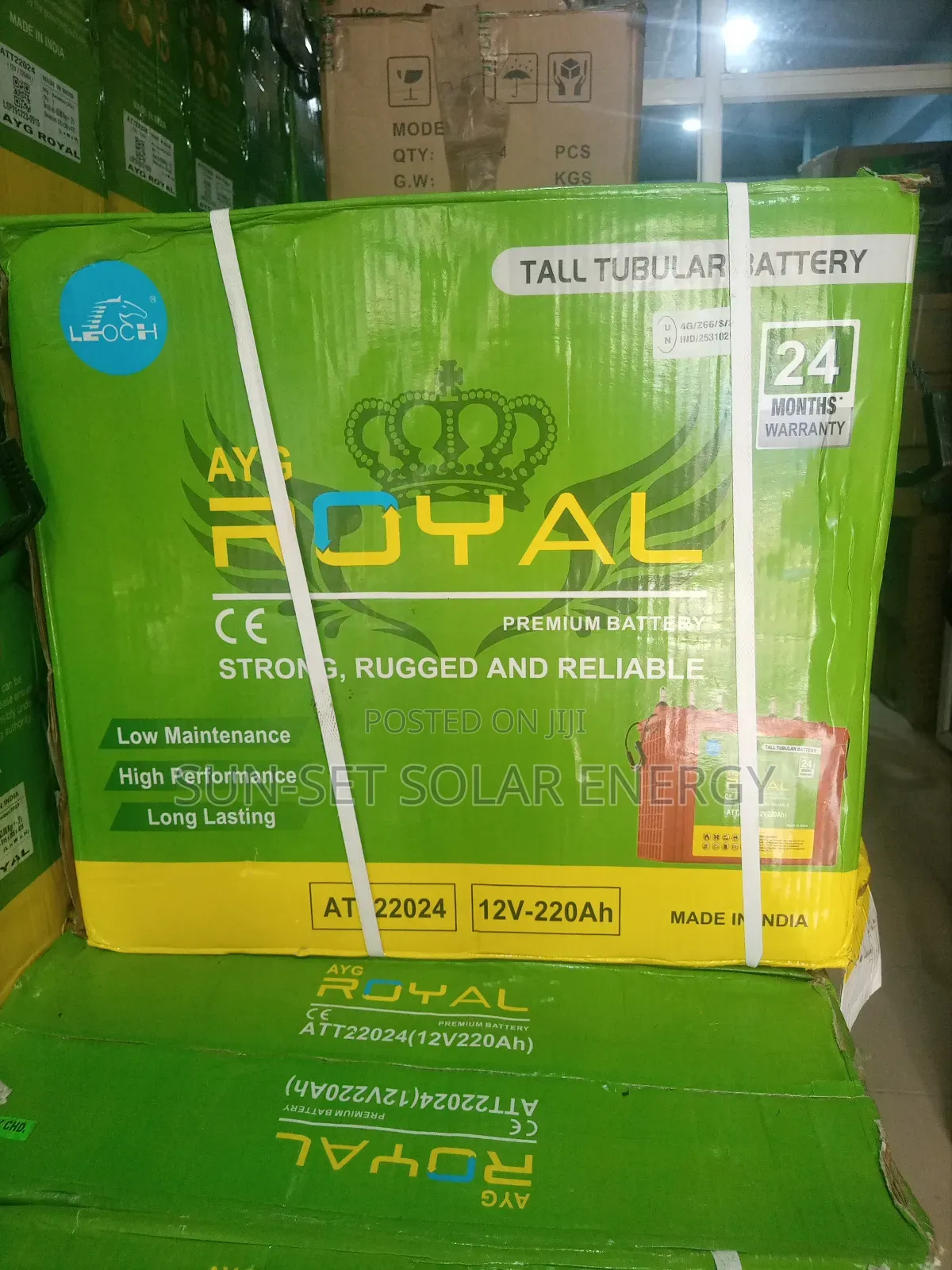 Royal Tubular Battery 220ah 12V and 2yrs Warranty.