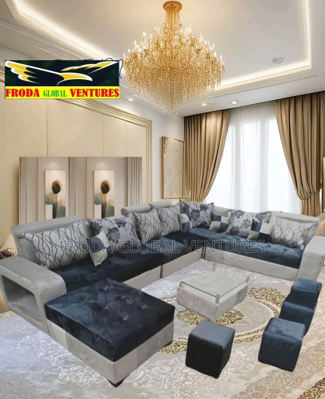 Quality, Classic U-Shape Sofa Set. 9 Seaters Couch. Ak1