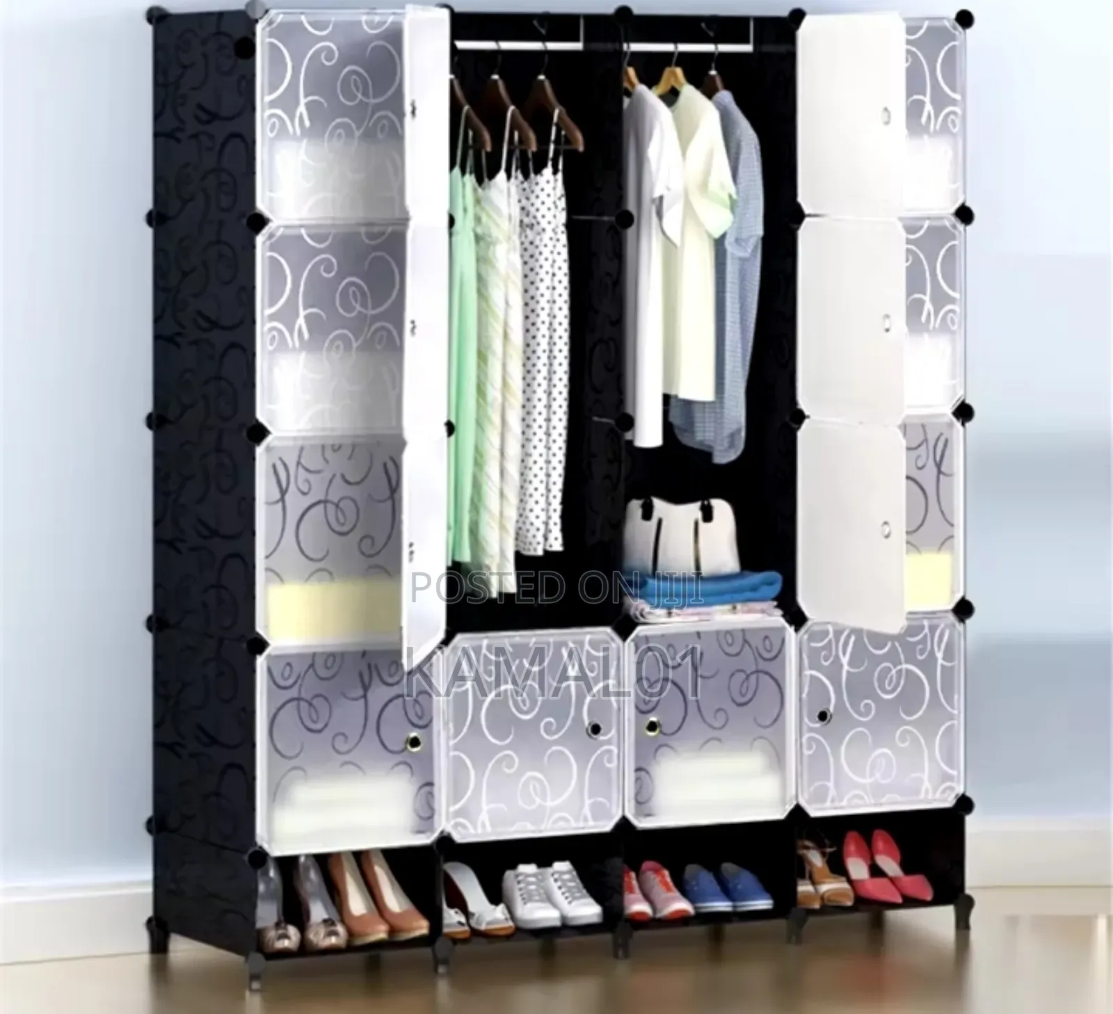 4 Column Wardrobe Organiser Space Saving Storage Plastic