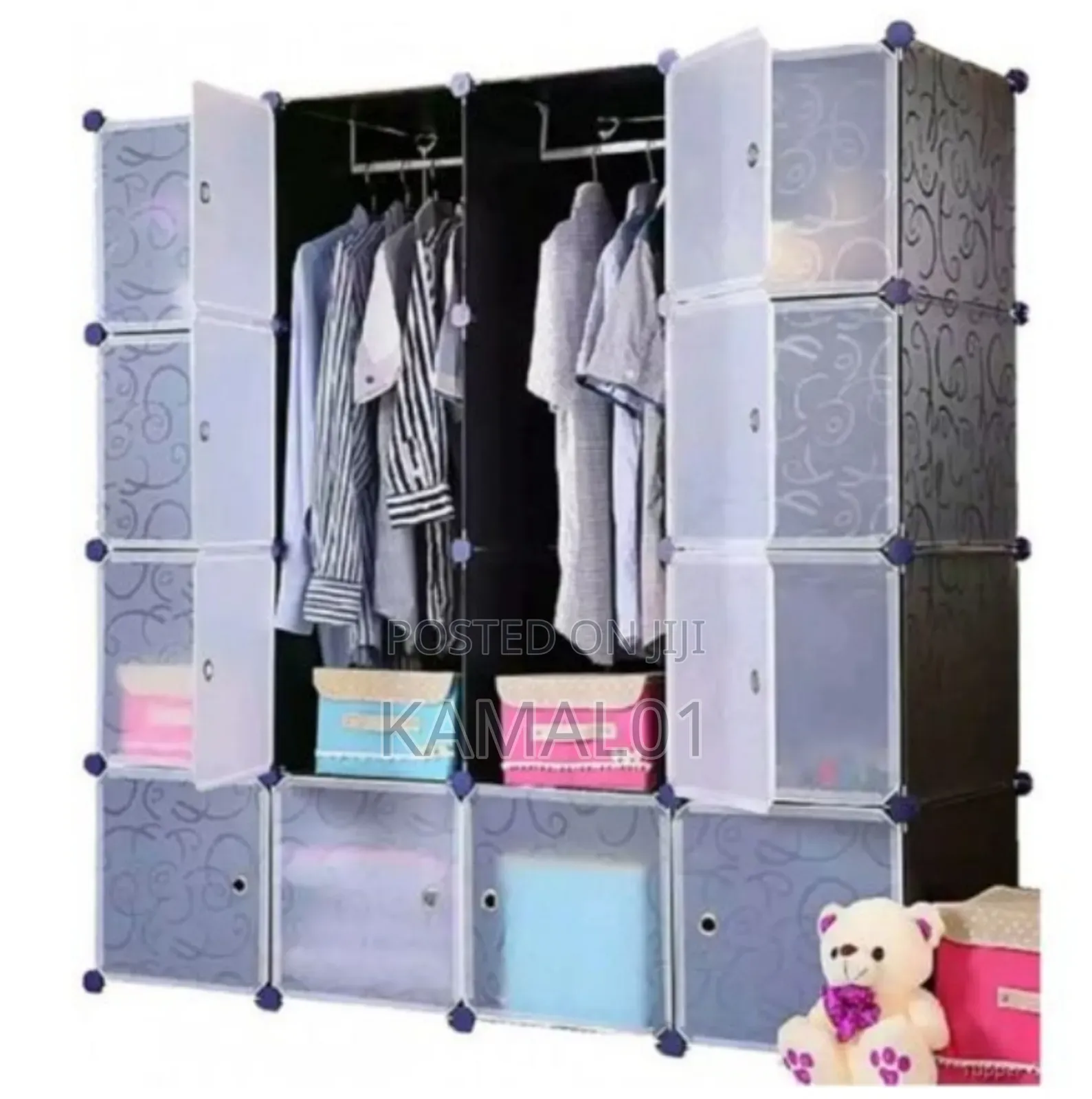 4 Column Wardrobe Organiser Space Saving Storage Plastic