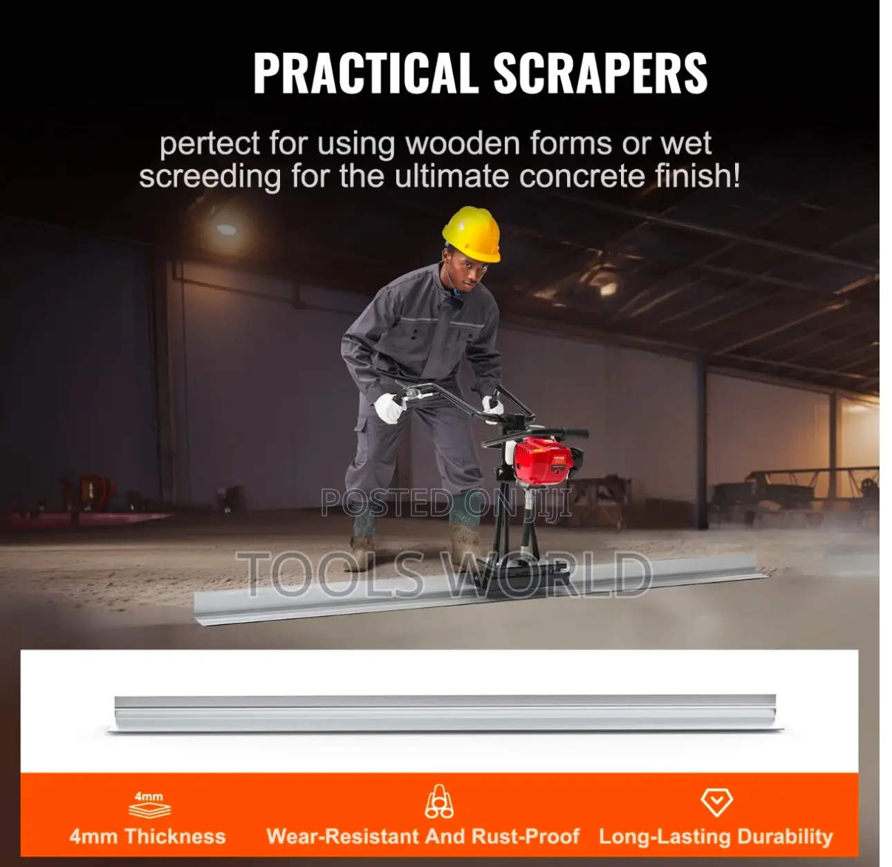 Concrete Bull Float Power Vibrating Screed With 4meter Board